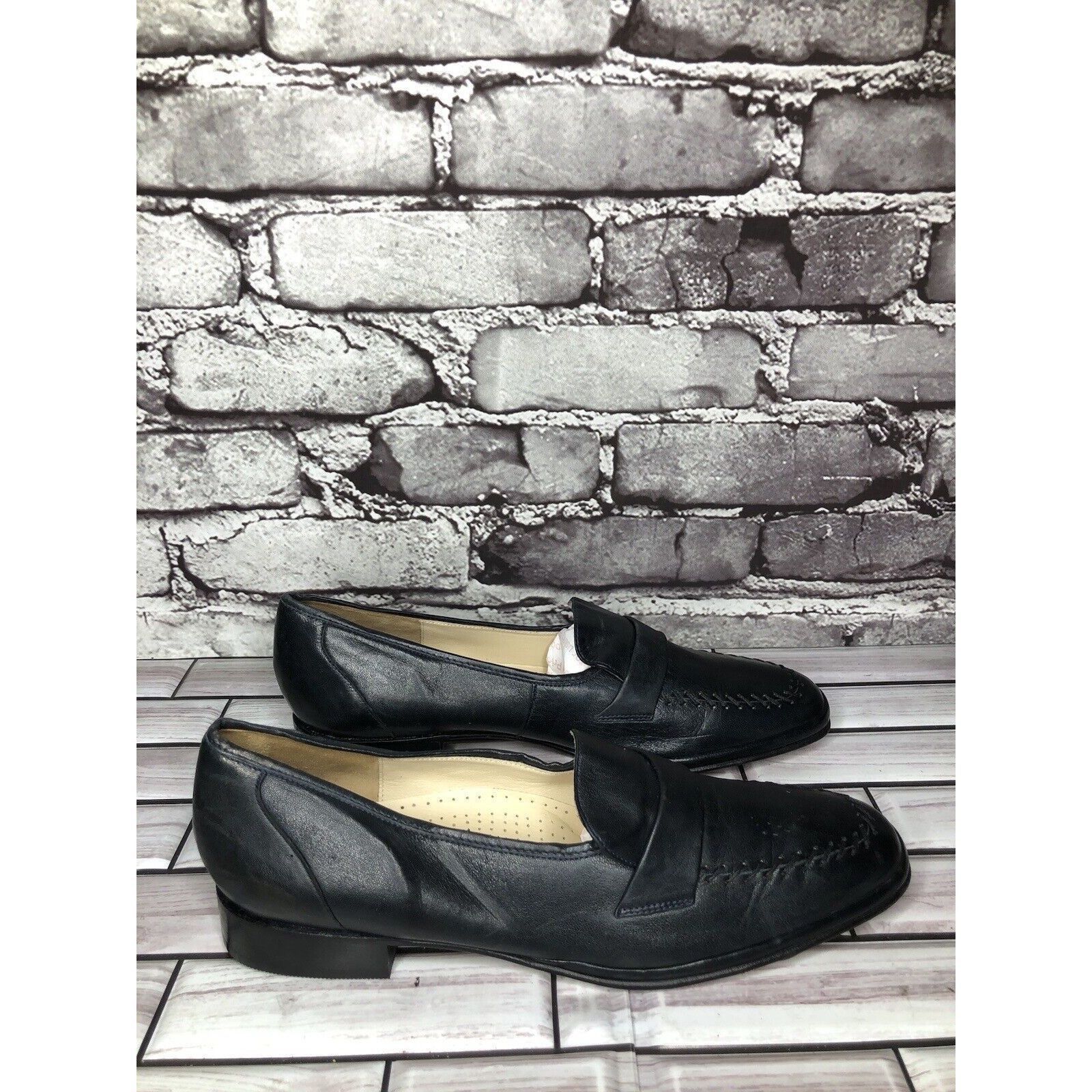 Barker Barker Flex Fine English Shoes Navy Blue Leather Loafers Wom Size US 7.5 / IT 37.5 - 3 Thumbnail