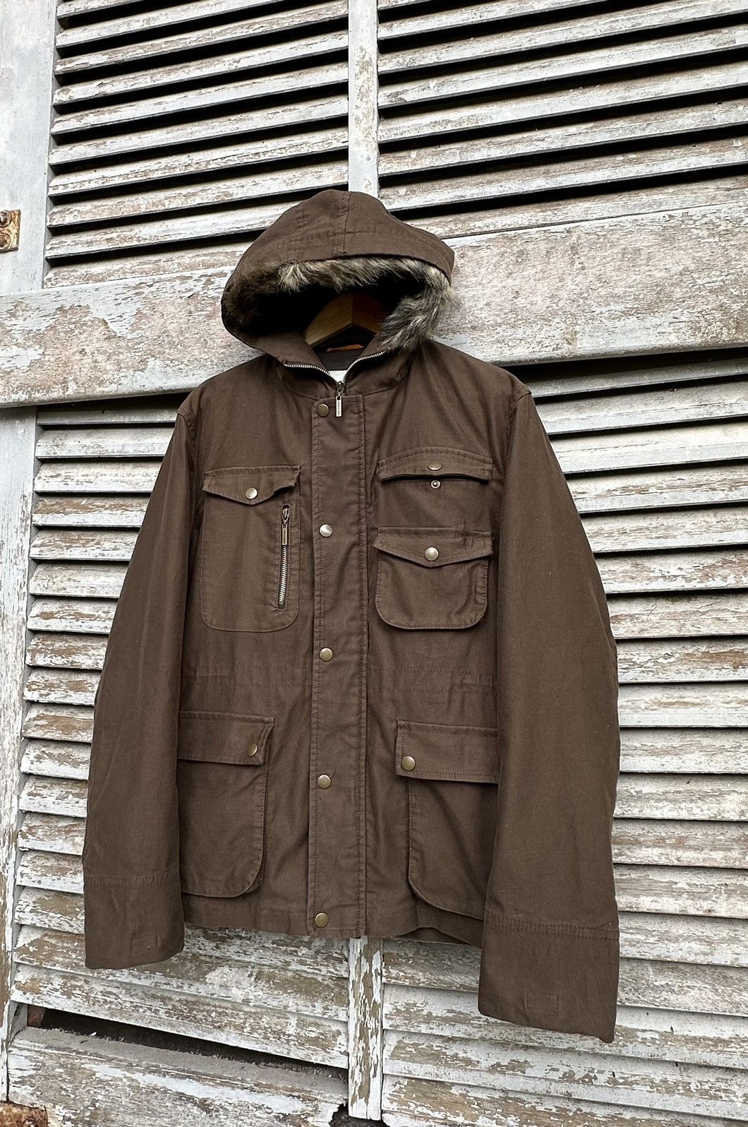 Takeo Kikuchi 👹Takeo Kikuchi Japan Brown Utility Jacket With Fur Hood Size US M / EU 48-50 / 2 - 6 Thumbnail
