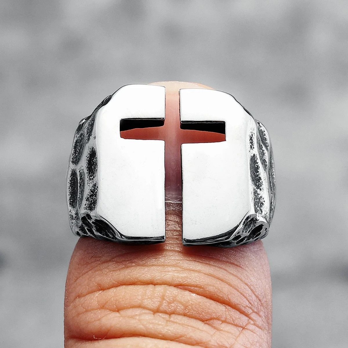 Jewelry Hollow Cross Ring Streetwear Jewelry Fashion Gift Size ONE SIZE - 2 Thumbnail