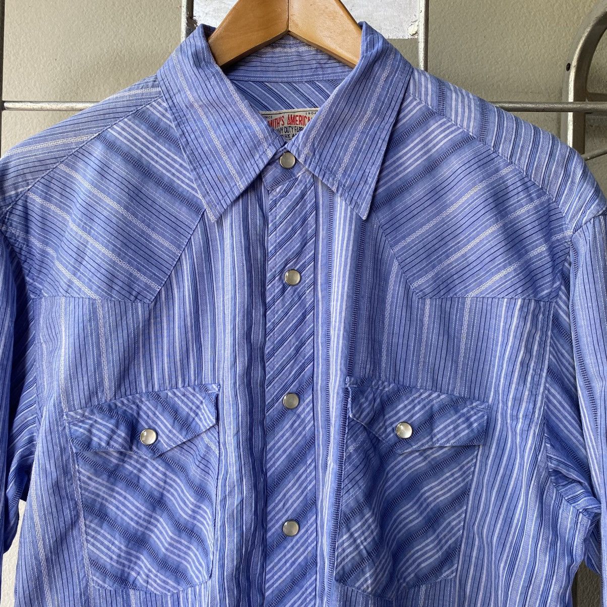 Vintage SHINS AMERICAN Blue Striped Western Shirt Size US L / EU 52-54 / 3 - 3 Thumbnail