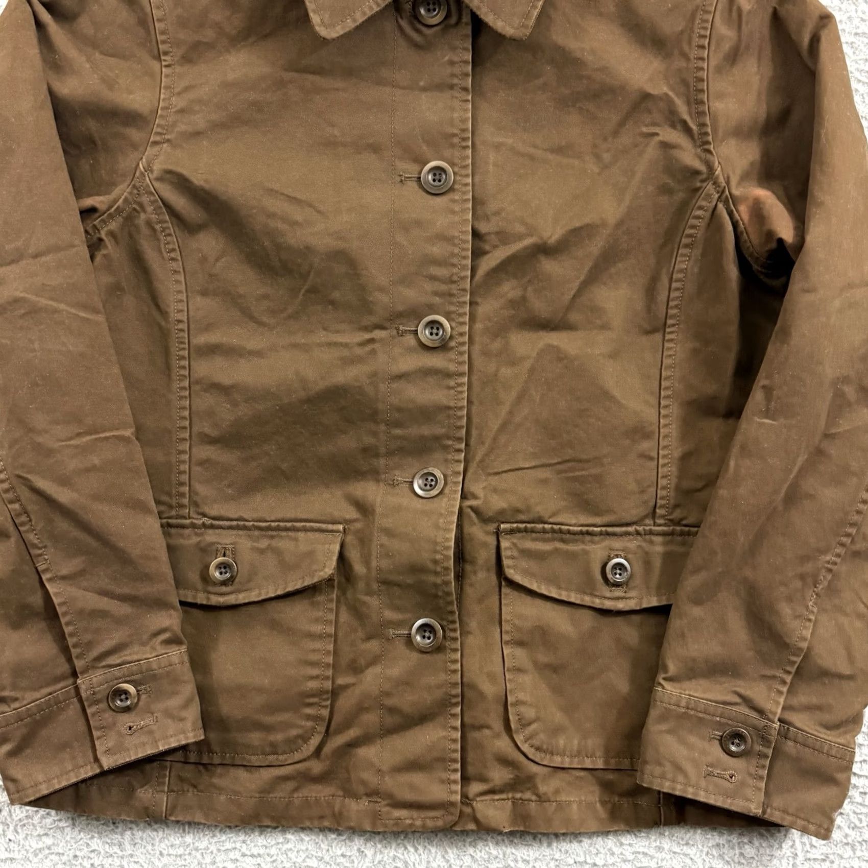 Lands' End Lands' End Jacket Womens Small Brown Waxed Chore Utility Button Outdoor Barn Size S / US 4 / IT 40 - 2 Thumbnail