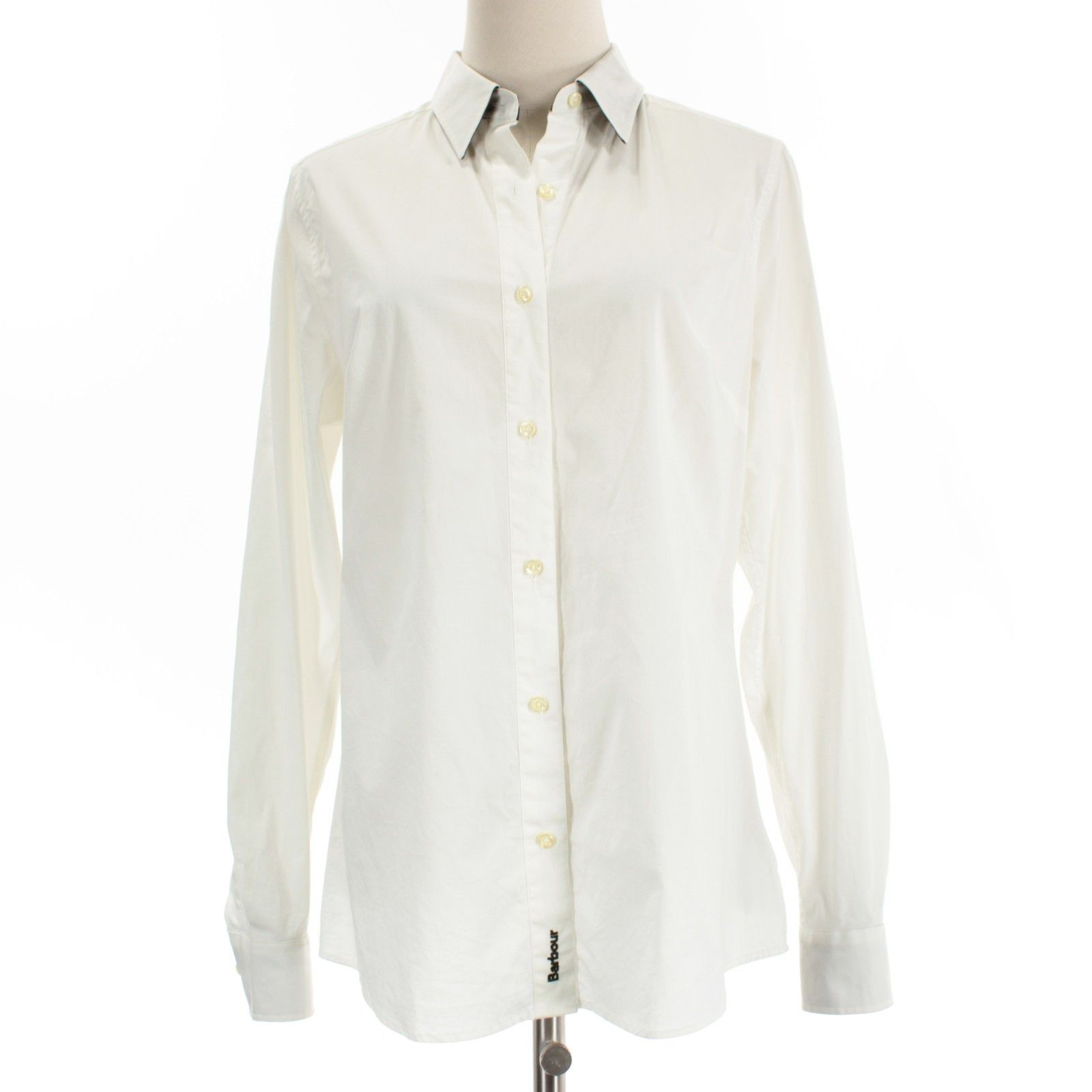 Barbour Barbour White Cotton Blend Long Sleeve Blouse Size 10 US Size L / US 10 / IT 46 - 1 Thumbnail