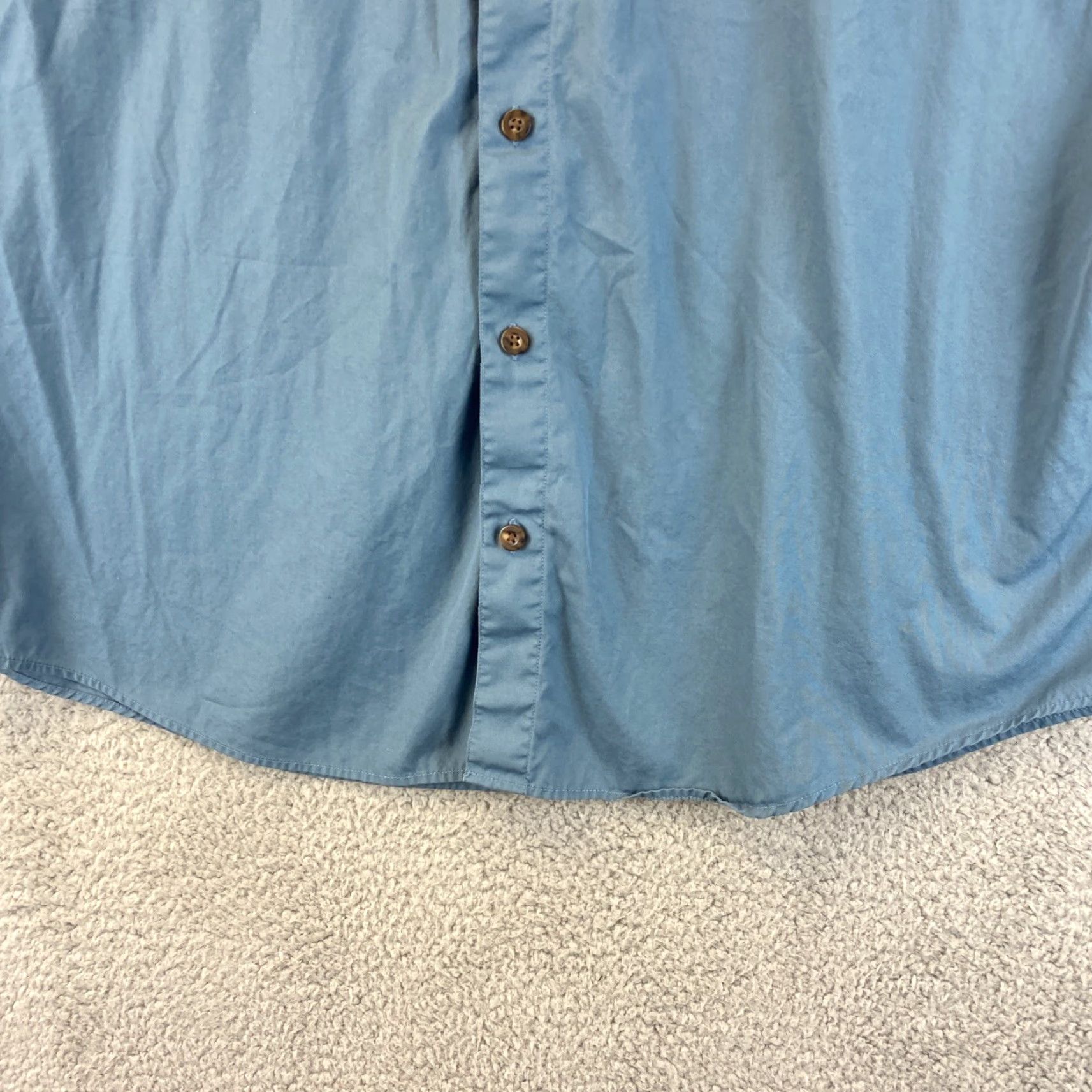 Eddie Bauer Eddie Bauer Dress Shirt Men XL Relaxed Fit Wrinkle-Free Button-Down Long Sleeve Gray Blue 66-5 Size 46R - 5 Thumbnail