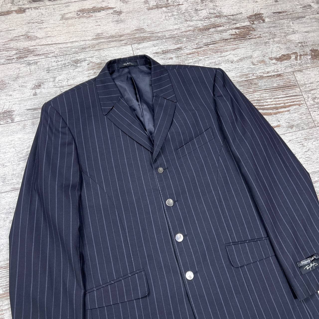 Mugler × Thierry Mugler Thierry Mugler Vintage Wool Striped Man's Blazer Jacket Size 54L - 2 Thumbnail