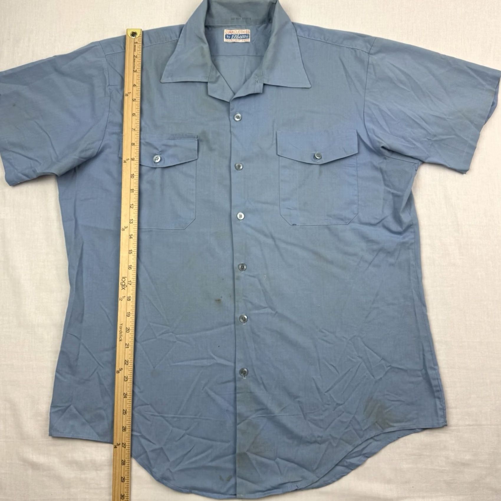 Vintage VINTAGE Elbeco Shirt Adult Large Blue 60s 70s Workwear Button-Up Short Sleeve Size US L / EU 52-54 / 3 - 4 Thumbnail