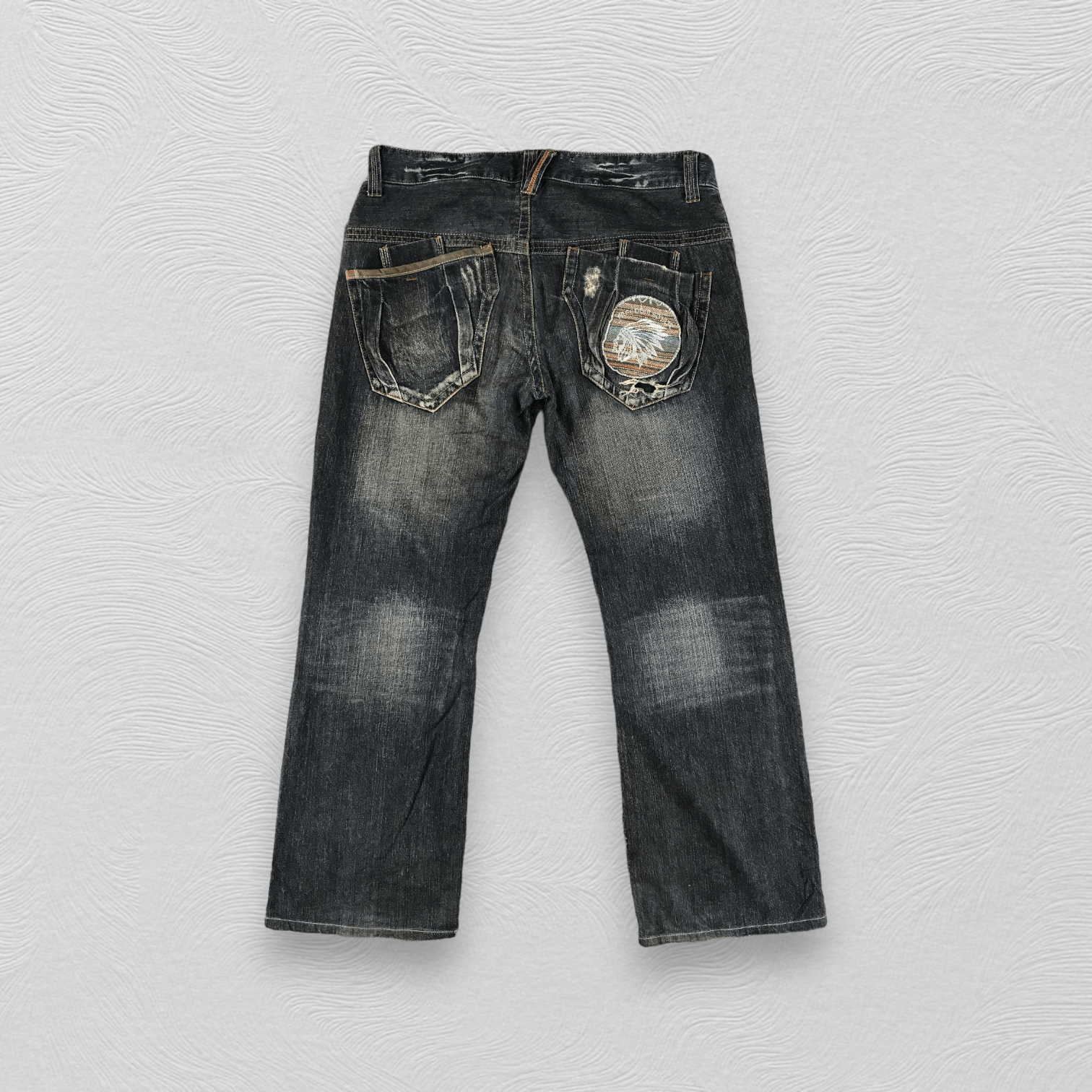 Japanese Brand Root Three Jeans Rusty Blue Patchwork Denim KJ1833 Size US 34 / EU 50 - 2 Thumbnail