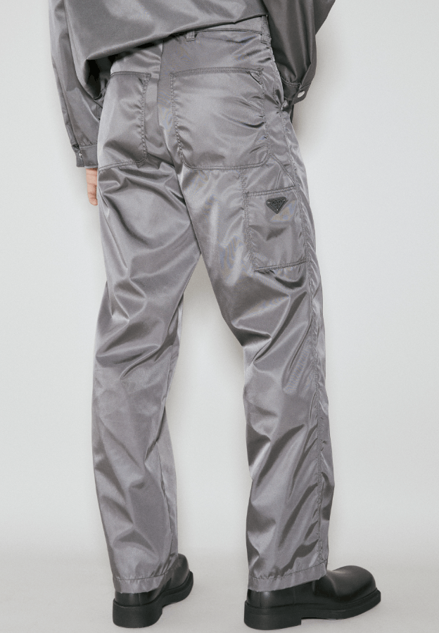 image of Prada x Raf Simons Ss24 Re-Nylon Silver Cargo Trousers By Raf Simons in Ash Silver, Men's (Size 30)