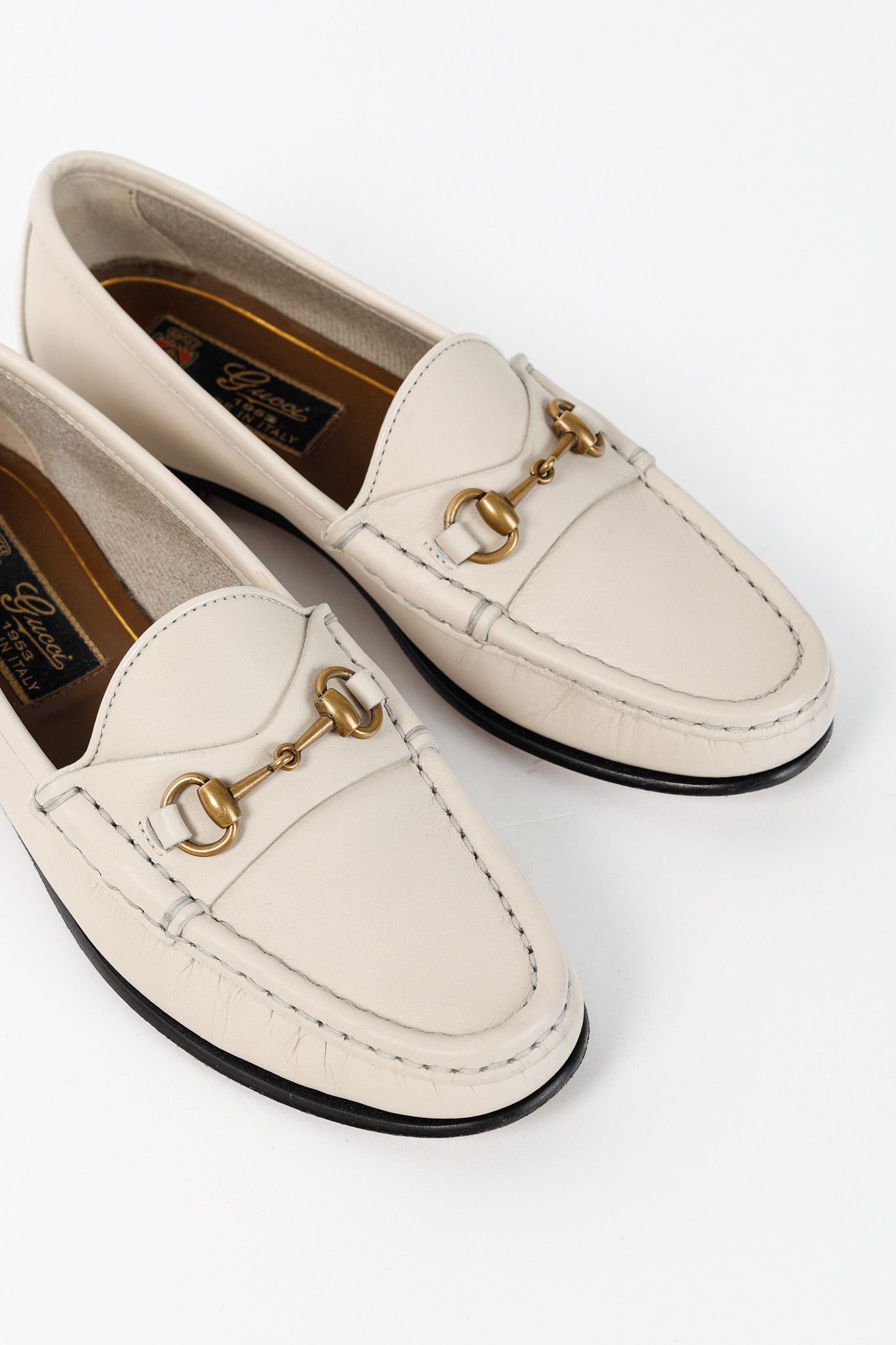 Gucci Gucci Horsebit 1953 White Leather Loafers Size US 4 / IT 34 - 6 Thumbnail