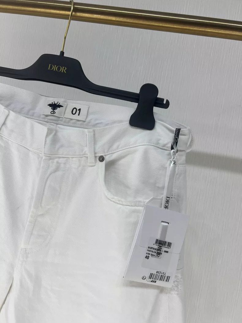 Dior New Dior White Denim Pants with Tags-2506 Size 39" - 4 Thumbnail