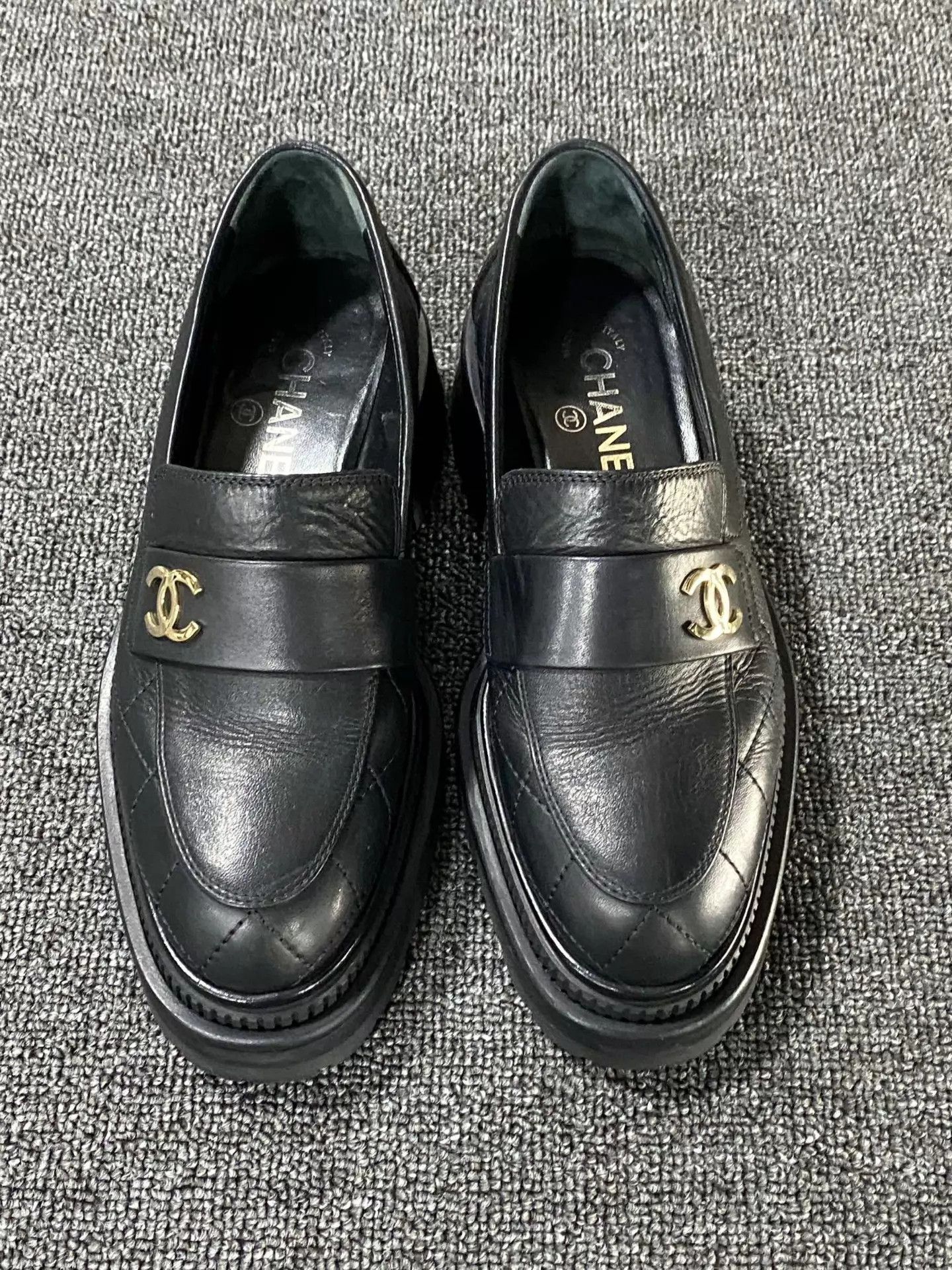 Chanel Chanel women's Quilted Metal Logo Leather Loafer Size US 6 / IT 36 - 2 Thumbnail