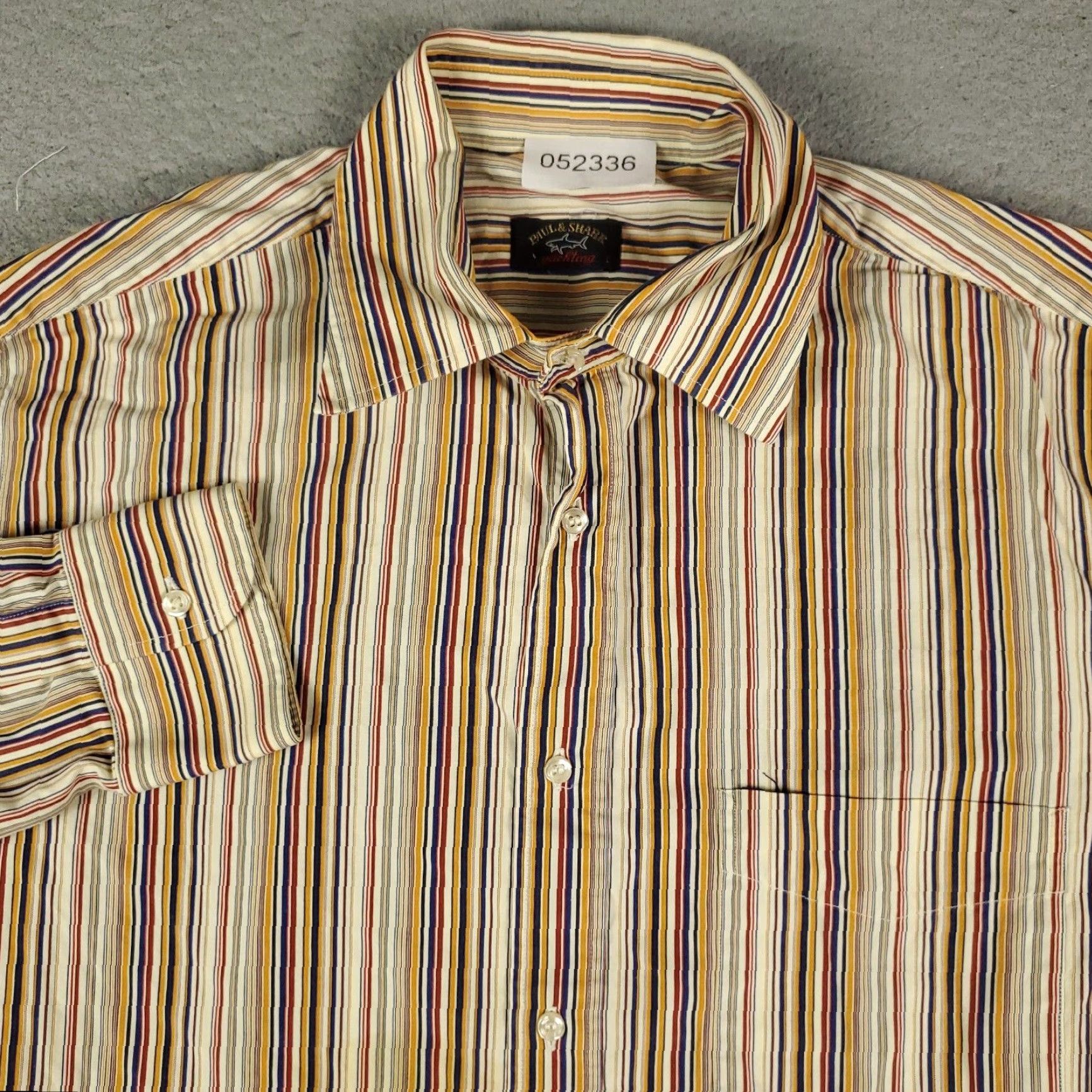 Paul & Shark Paul & Shark Button-Up Shirt Mens Large Beige Striped Long Sleeve Casual Classic Size US L / EU 52-54 / 3 - 2 Thumbnail