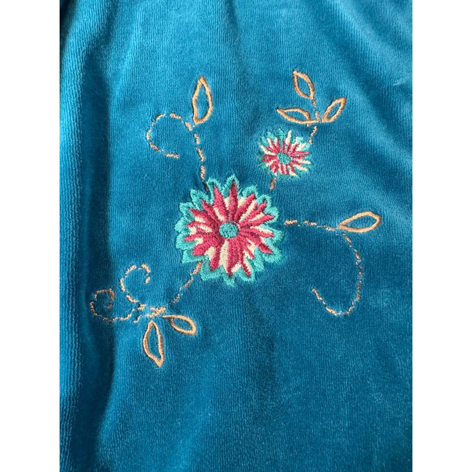 Architect VINTAGE 90s Y2K Velvet Jacket Small Embroidered Cottagecore Grandmacore Women's Regular Blue Velour Full Zip Jacket Size S / US 4 / IT 40 - 2 Thumbnail