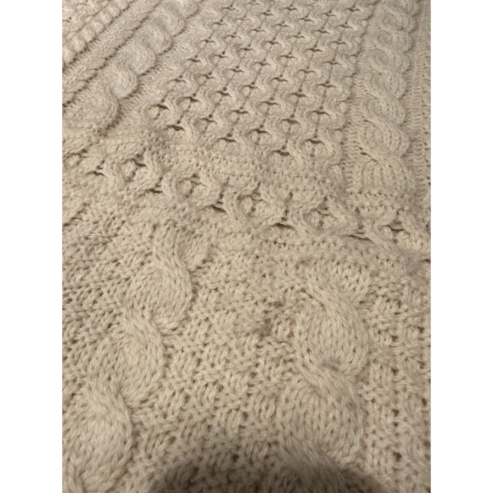 Industrie Highland Home Industries Sweater Large 100% Wool Fisherman Ivory Scotland Crew Neck Cable-Knit Long Sleeve Women Pullover Size L / US 10 / IT 46 - 6 Thumbnail
