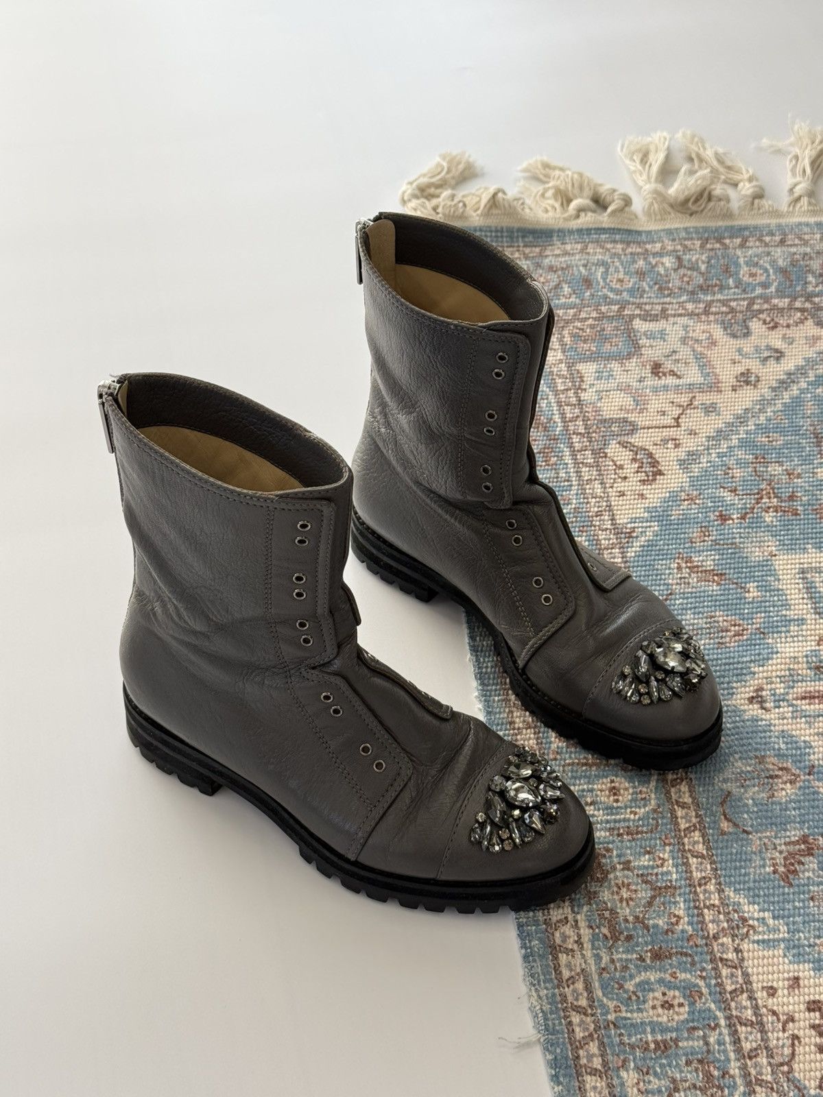 Jimmy Choo Jimmy Choo Biker Combat Ankle Leather Boots Size 37 Size US 7 / IT 37 - 1 Thumbnail