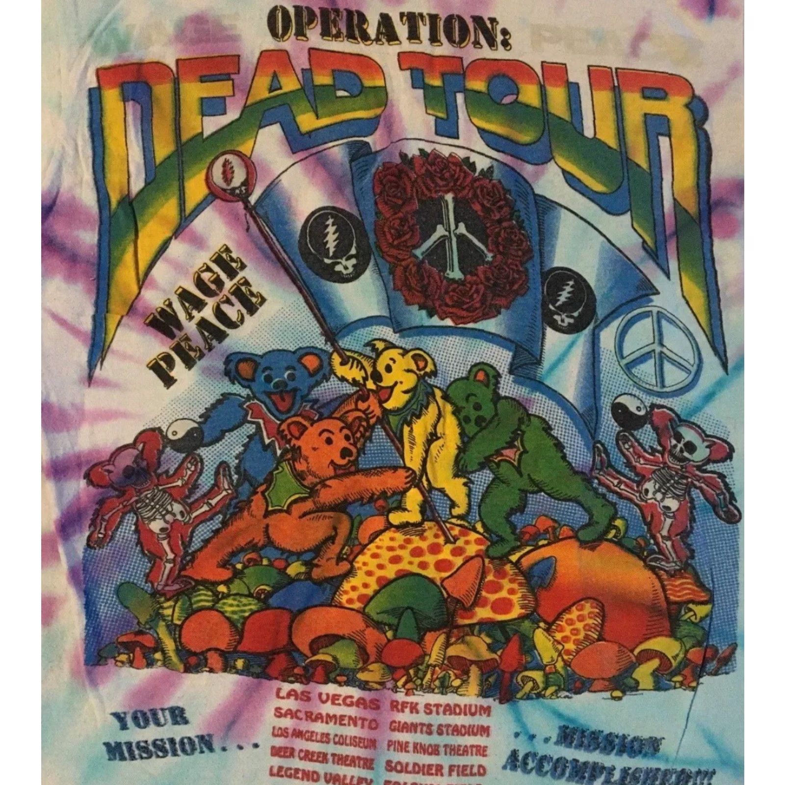 Vintage VINTAGE Grateful Dead Desert Storm Tour Shirt M Blue Short Sleeve Graphic Tee Mens 90s Concert Jerry Garcia Tie Dye Single Stitch USA Size US M / EU 48-50 / 2 - 3 Thumbnail