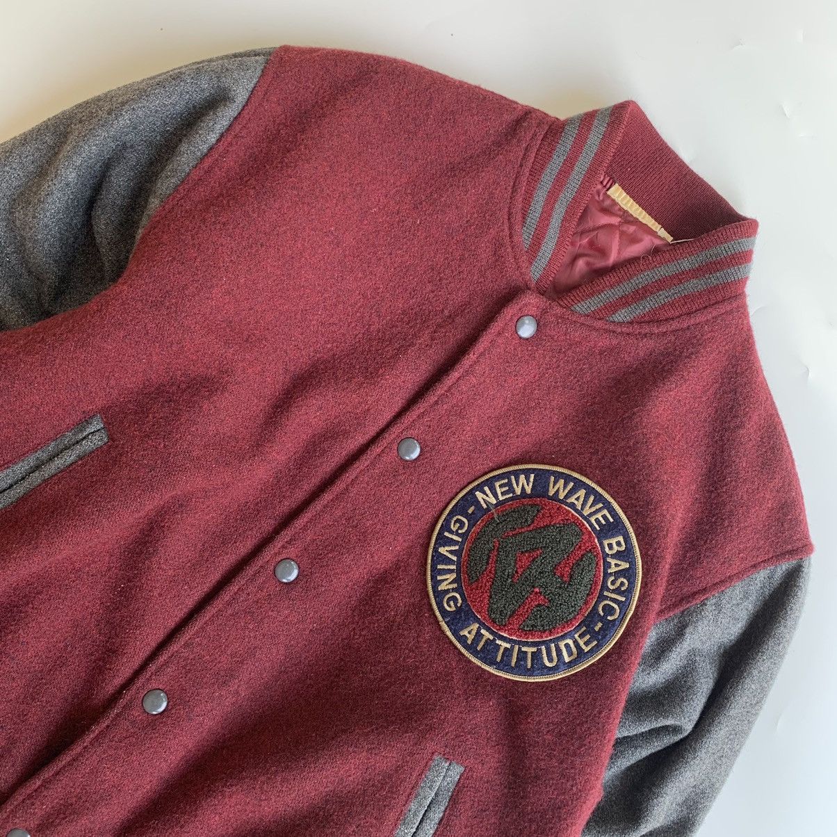 Japanese Brand × Vintage Vintage 90s New Wave Basic Varsity Bombers Wool Jacket Size US L / EU 52-54 / 3 - 3 Thumbnail