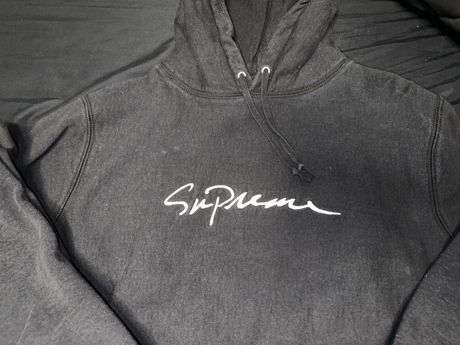 image of Supreme Scripted Logo Hoodie in Black, Men's (Size Large)