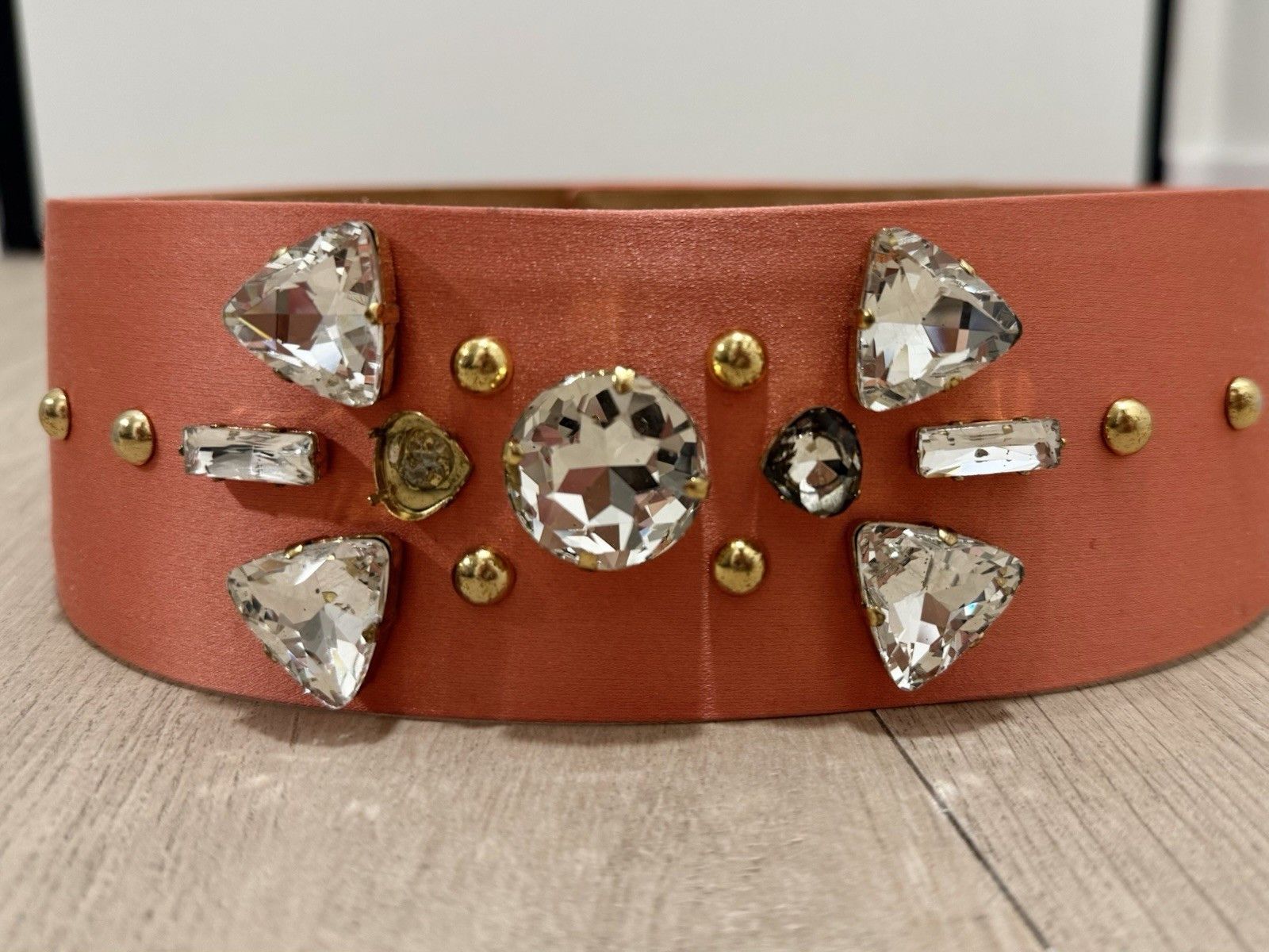 Blumarine Blumarine Womens Wide Belt Crystal Leather Silk Satin Italy Size ONE SIZE - 7 Thumbnail