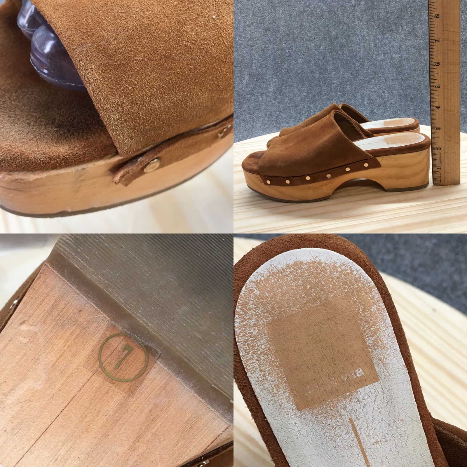 Dolce Vita Dolce Vita Sandals Womens 7 Slip On Slides Brown Leather Studded Size US 7 / IT 37 - 9 Thumbnail