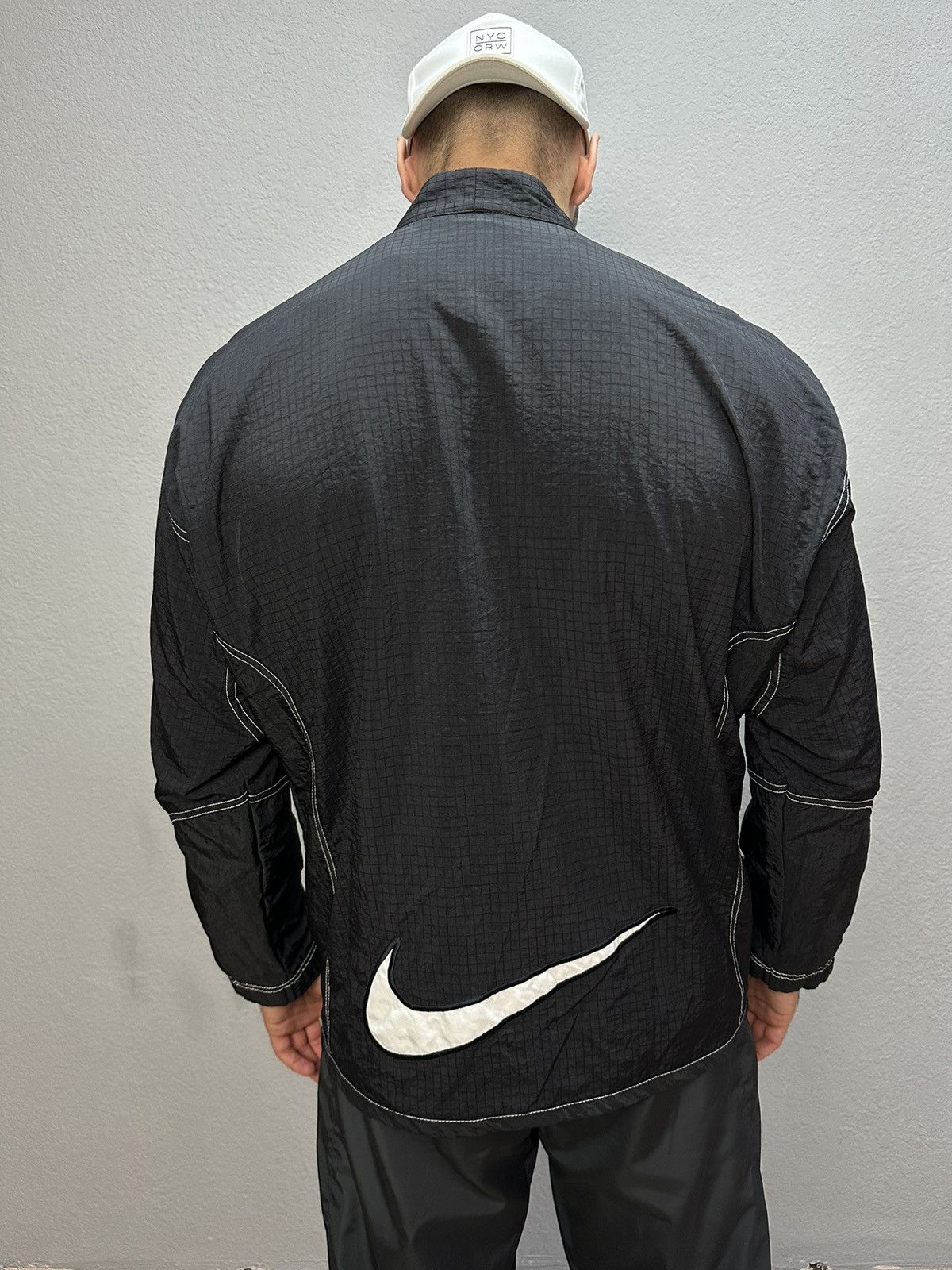 Nike × Vintage Vintage Nike Y2K Nylon Jacket Drill Embroidered Big Logo Size US M / EU 48-50 / 2 - 2 Thumbnail