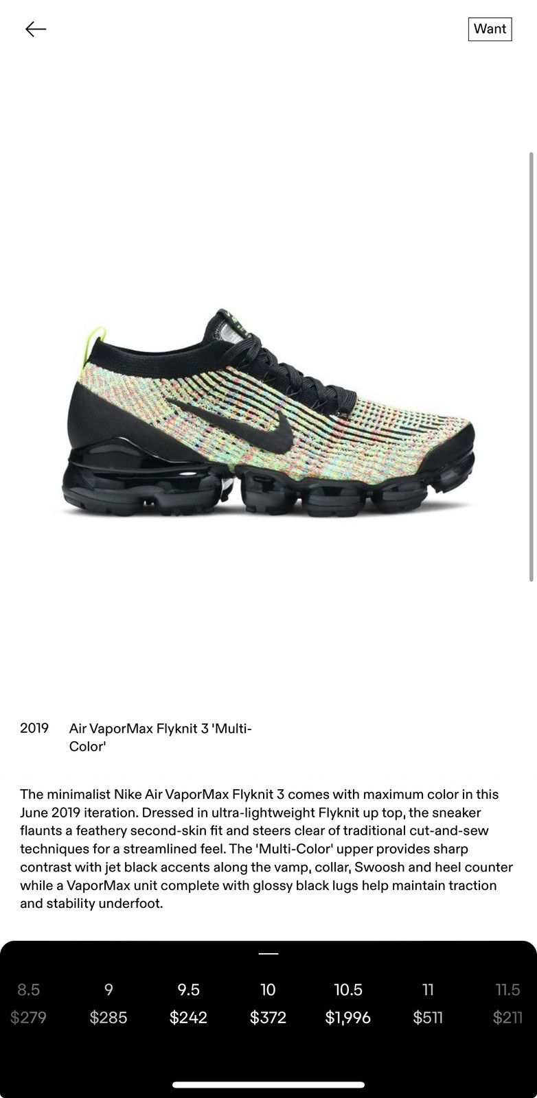 Nike Nike Air VaporMax Flyknit 3 ‘Multi-Color’ Size US 10 / EU 43 - 2 Thumbnail