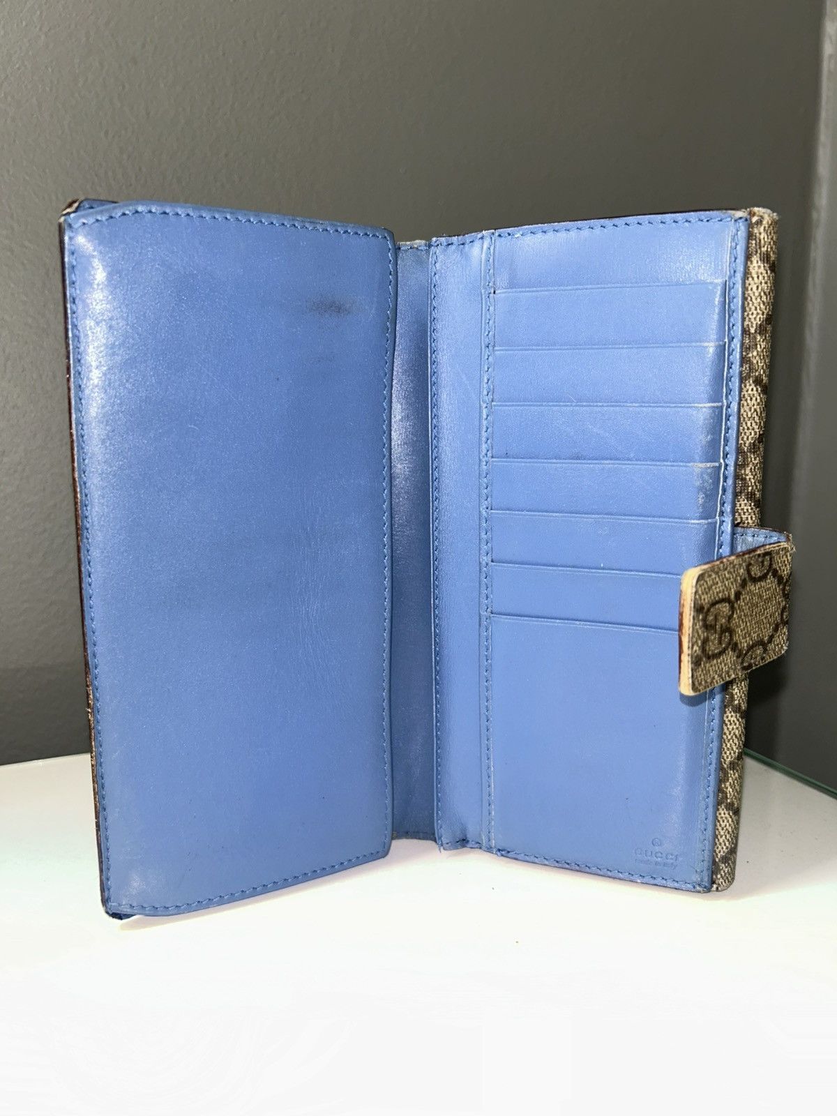 Gucci Gucci GG Coated Canvas Long Wallet w Blue Interior Size ONE SIZE - 6 Thumbnail