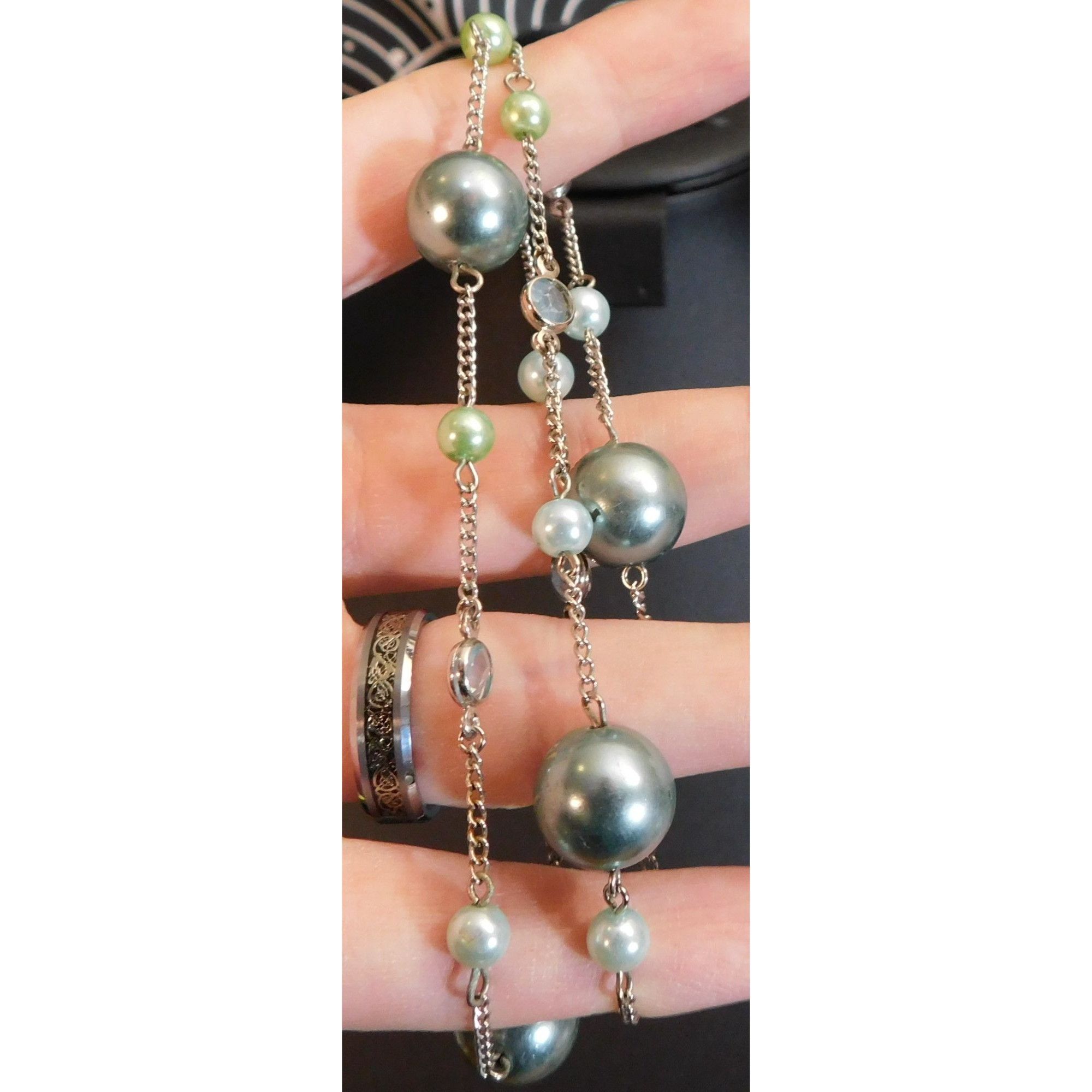 Other Mermaidcore Blue And Green Faux Pearl Station Necklace Size ONE SIZE - 2 Thumbnail
