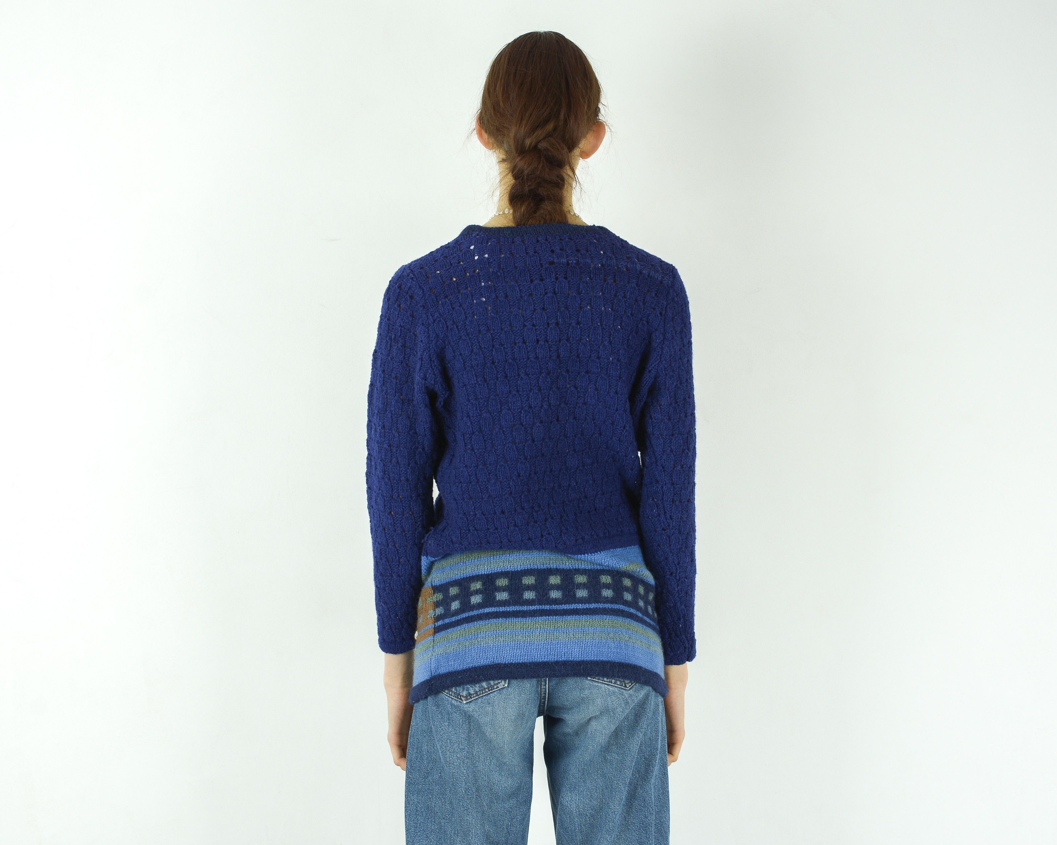 Handmade × Vintage Handmade Wool Sweater Pullover Jumper Knitted Winter Warm Size XS / US 0-2 / IT 36-38 - 3 Thumbnail