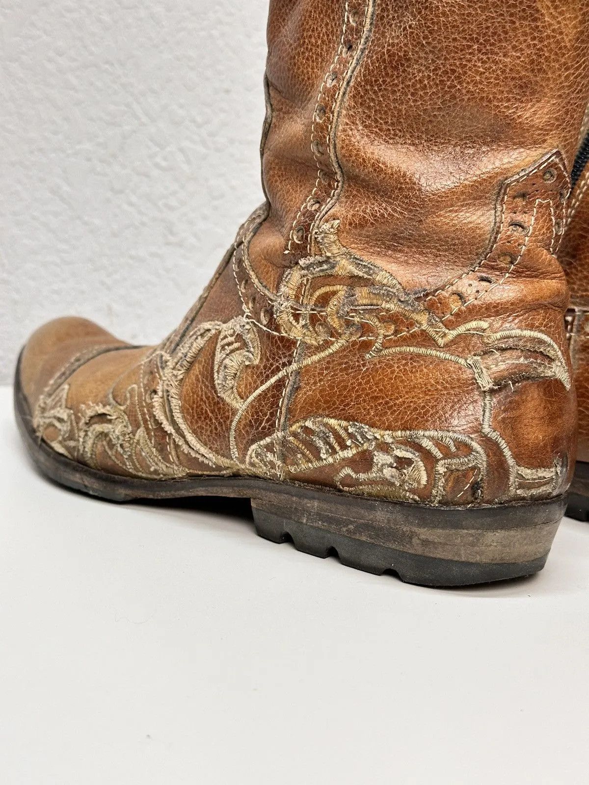 14th Addiction Western Archive Brown Leather Military Boots Vintage AS 98 Size US 7 / EU 40 - 6 Thumbnail