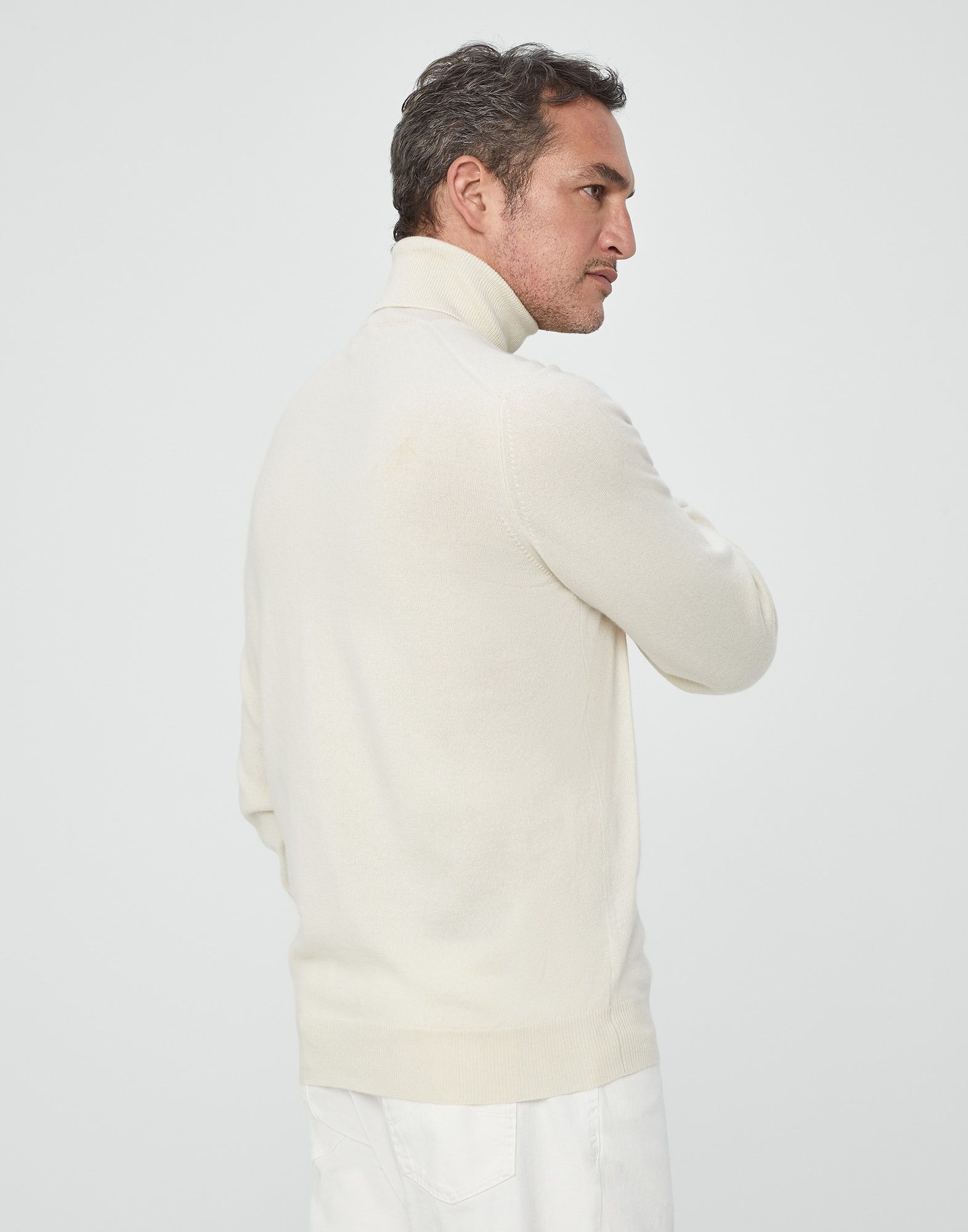Brunello Cucinelli o1w1db10924 Cashmere Turtleneck in White Size US XXL / EU 58 / 5 - 4 Thumbnail