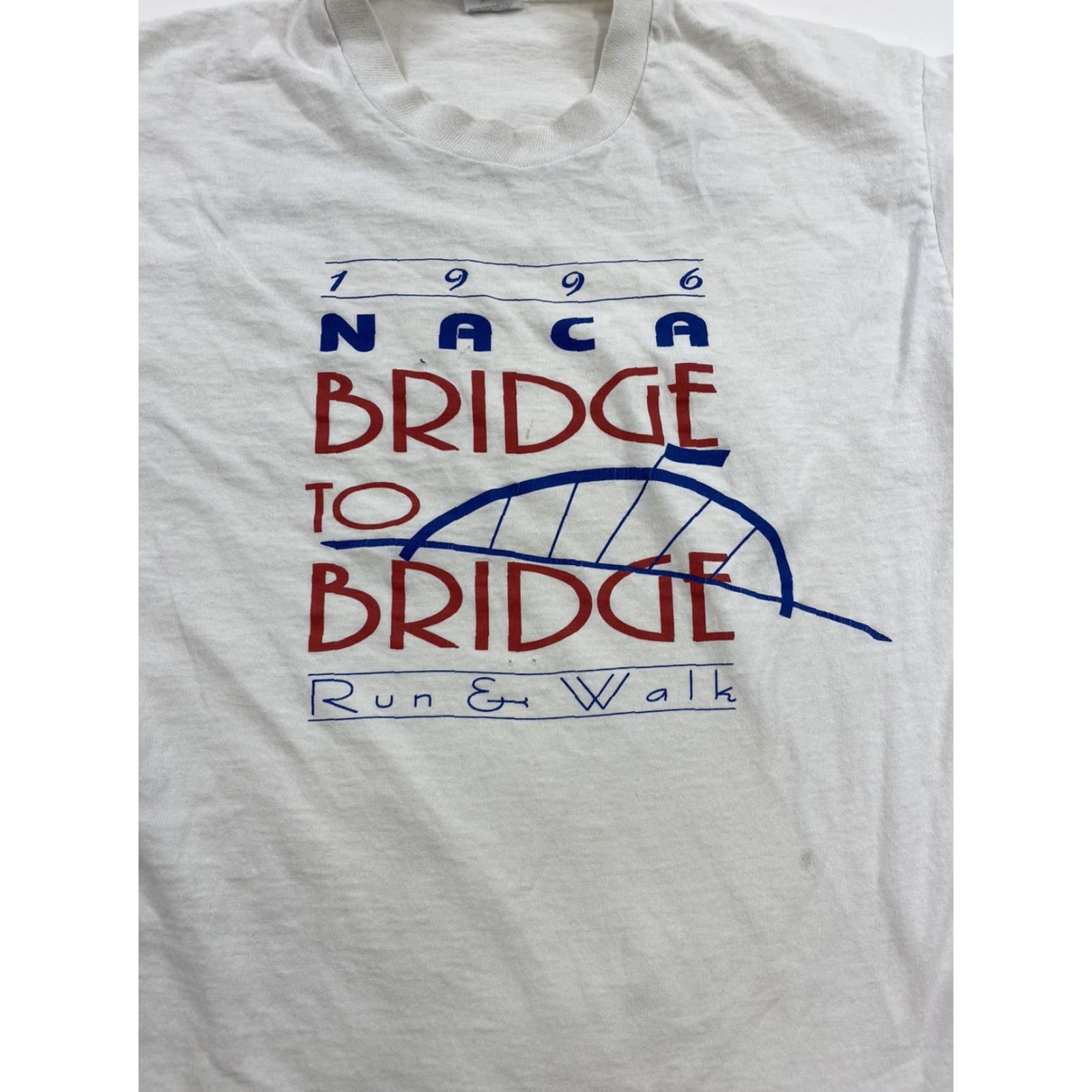 Fruit Of The Loom VINTAGE 96 NACA Bridge To Bridge Race Shirt Mens L White Size US L / EU 52-54 / 3 - 3 Thumbnail