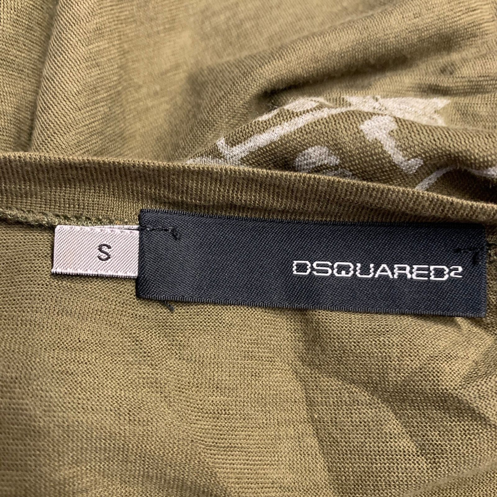 Dsquared2 Hawaiian Chill Green Olive Print Cotton V-Neck T-shirt Size US S / EU 44-46 / 1 - 5 Thumbnail