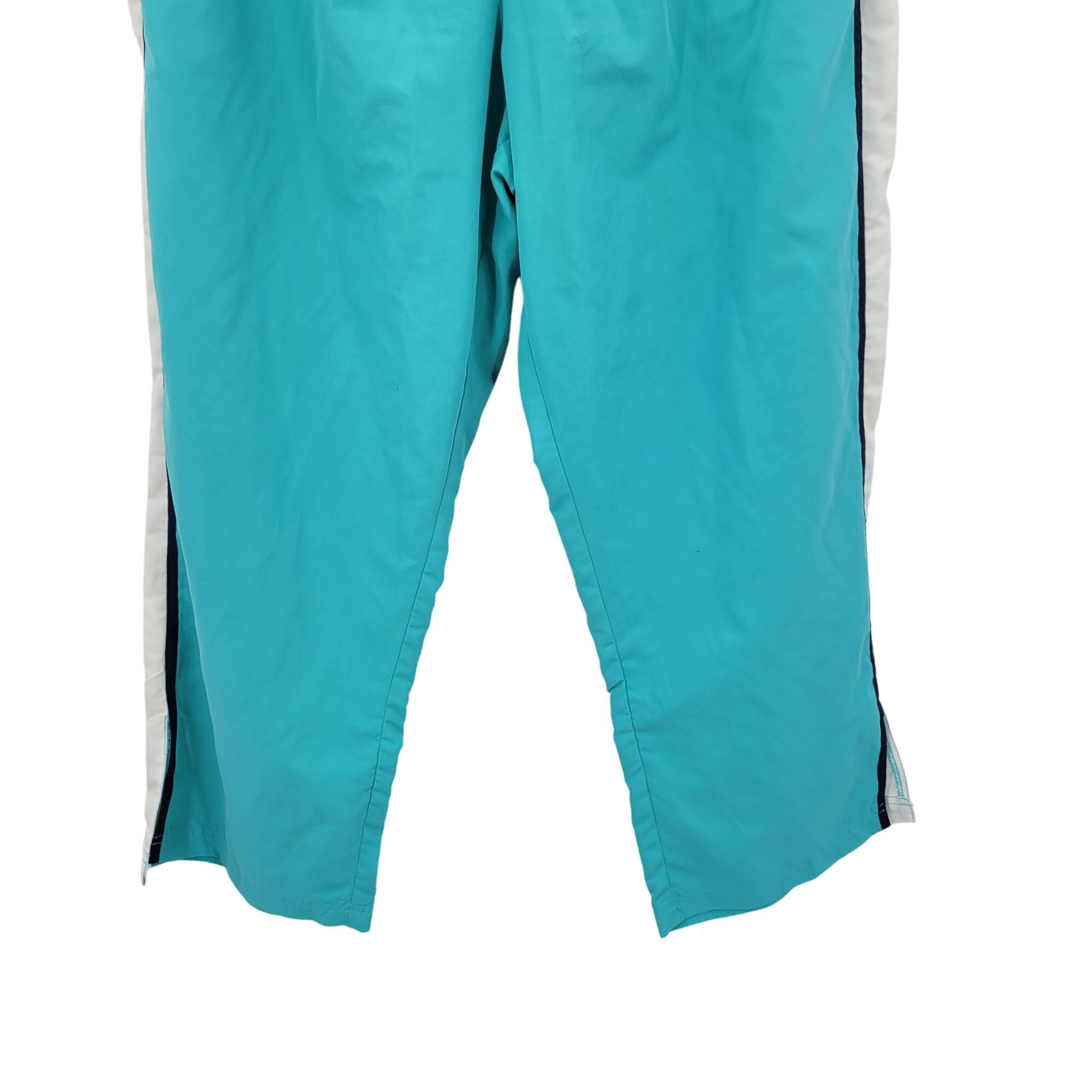 Vintage Vtg 80s Turquoise Track Pants L High Rise Drawstring Elastic Size 31" - 7 Thumbnail