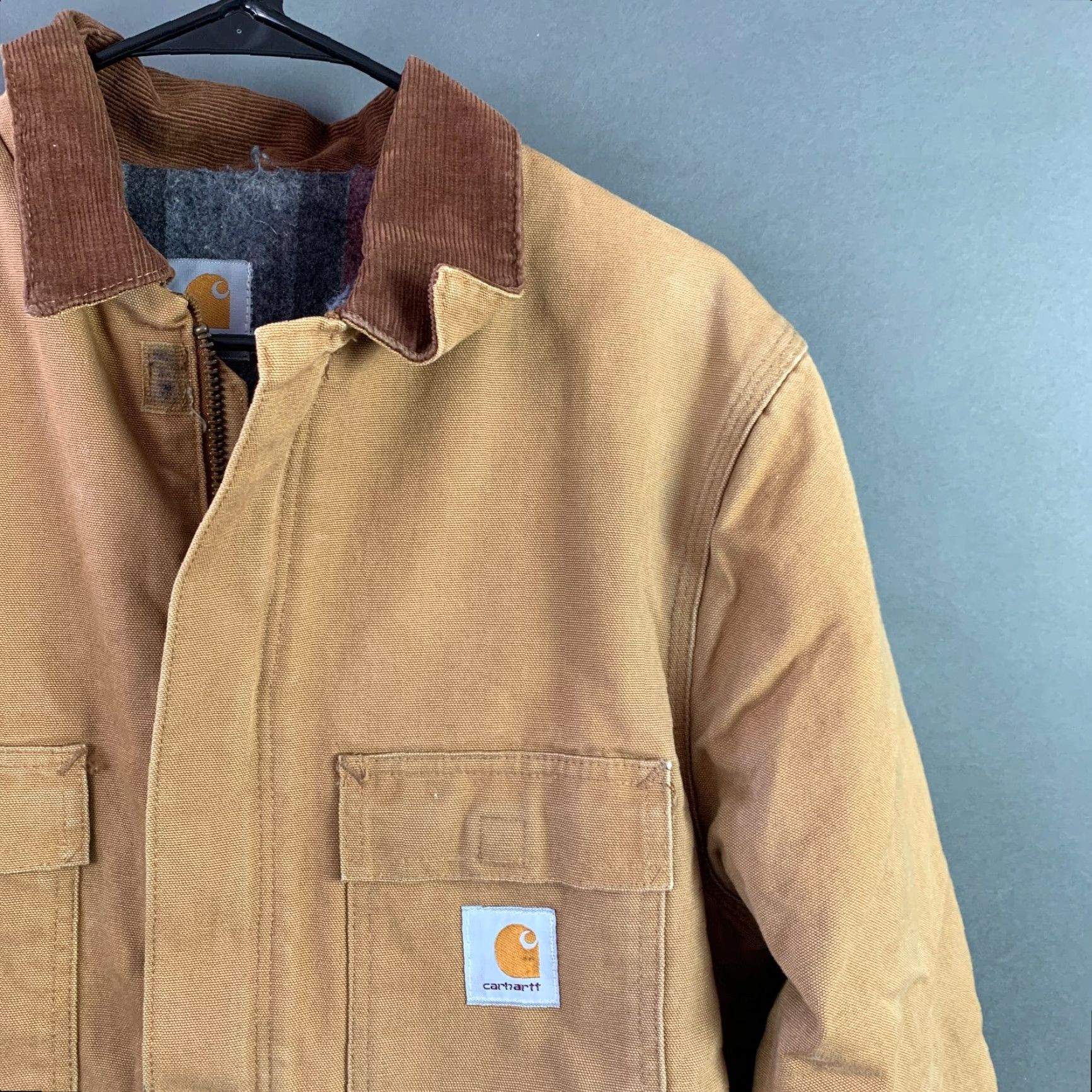 Carhartt VINTAGE Carhartt Jacket Canvas XL Brown Full Zip Lined 24" Chest 31" Length Men Featured Basics Conservative Coat Size US XL / EU 56 / 4 - 3 Thumbnail
