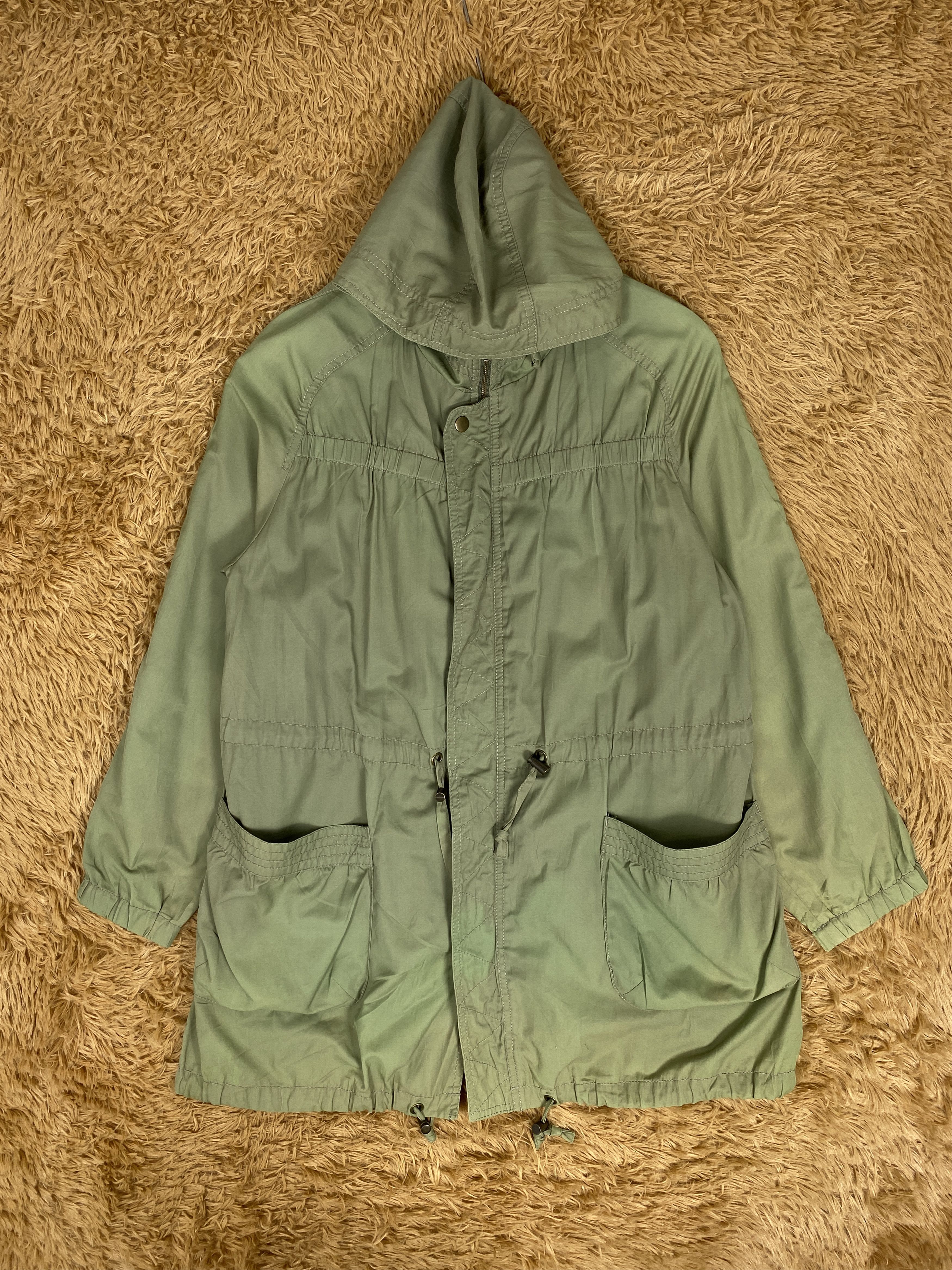 image of Vintage Hoodie Long Jacket in Light Green, Men's (Size Small)