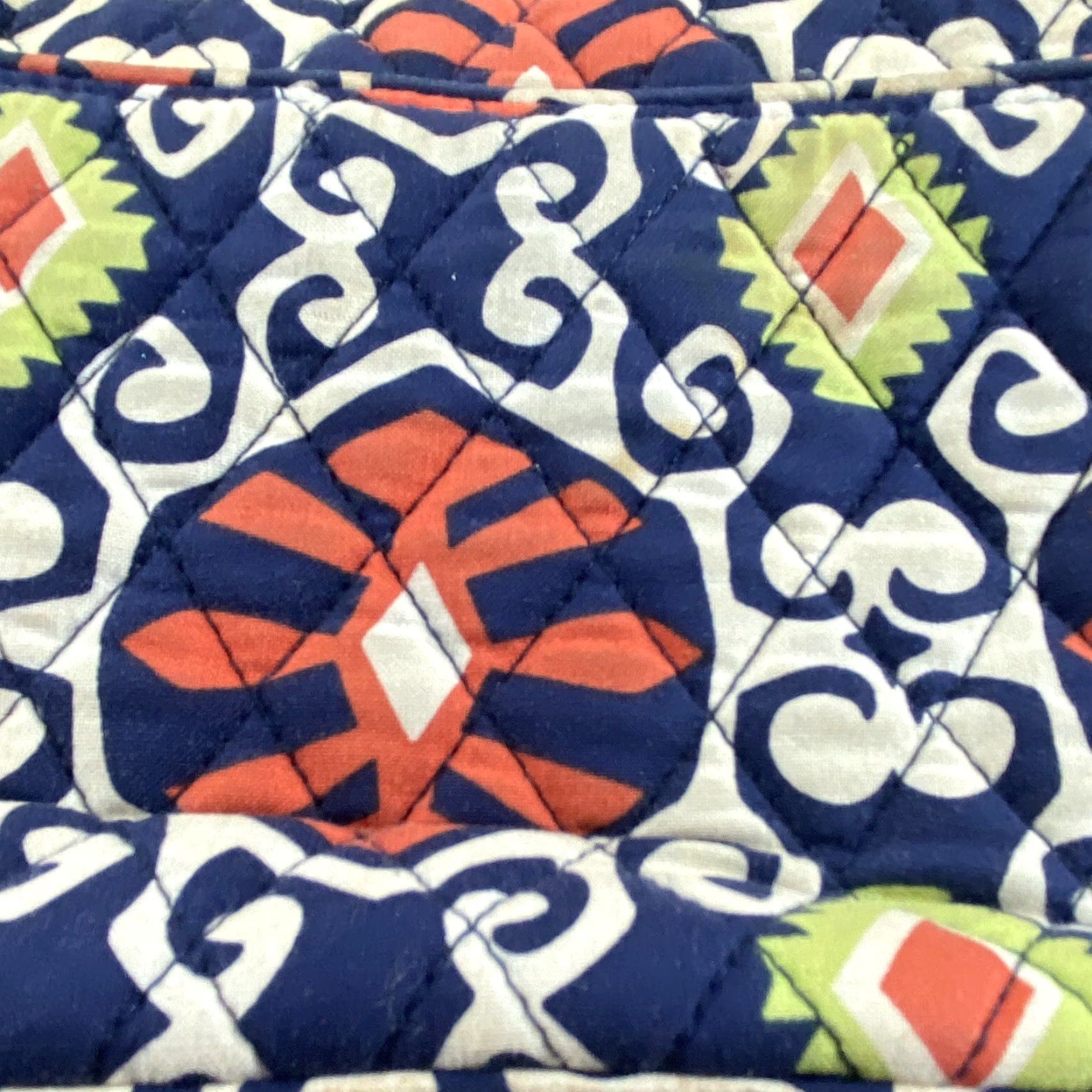 Vera Bradley Vera Bradley Sun Valley Tablet Hipster Crossbody Purse Navy Orange White Geometric Aztec Quilted Exterior Medium Women Crossbody Bag Size ONE SIZE - 7 Thumbnail