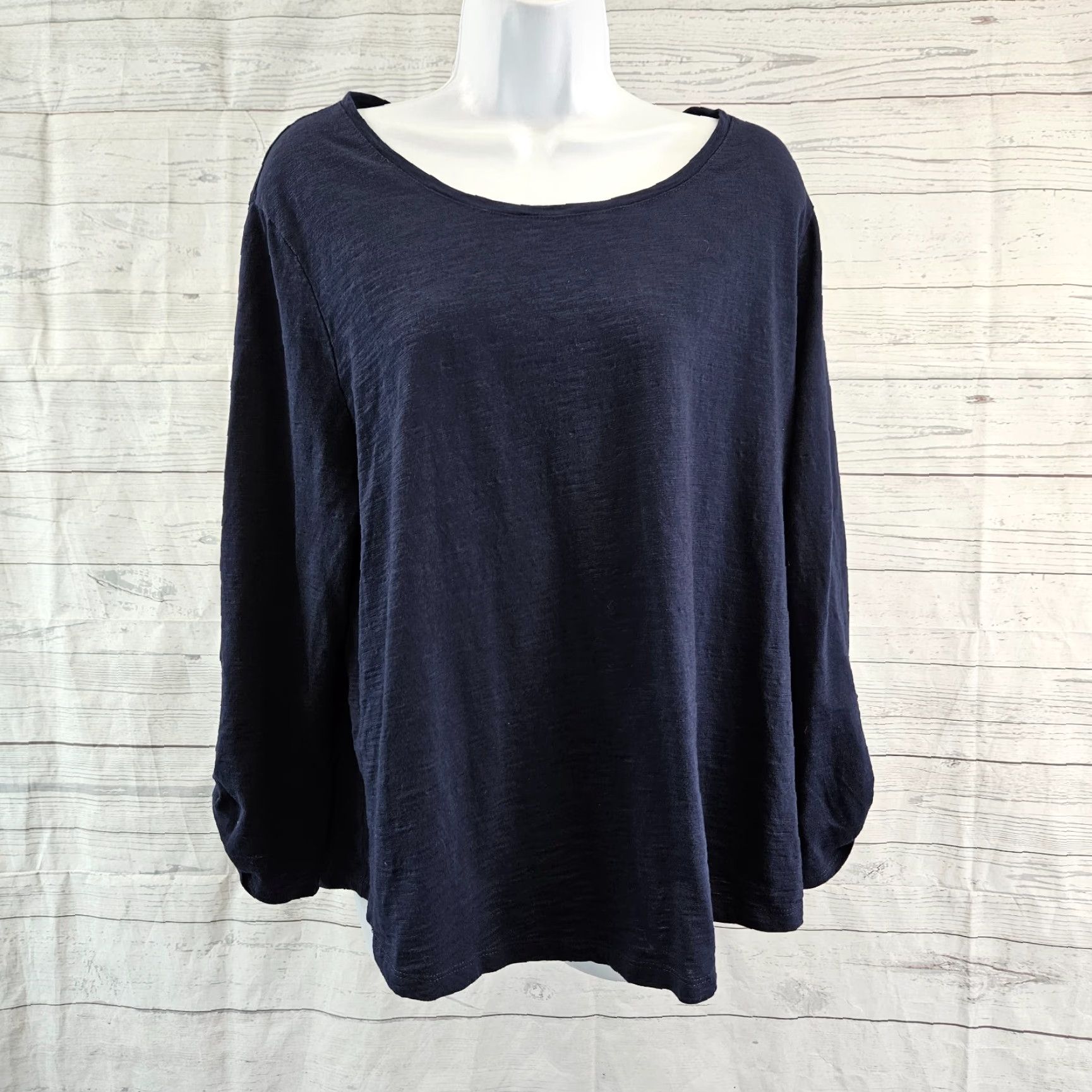 Vintage Chico's Womens Ultimate Tee XL Solid Blue Cotton Blend Tabbed Sleeves Shirt Womens XL Blue 90s? Size XL / US 12-14 / IT 48-50 - 2 Thumbnail
