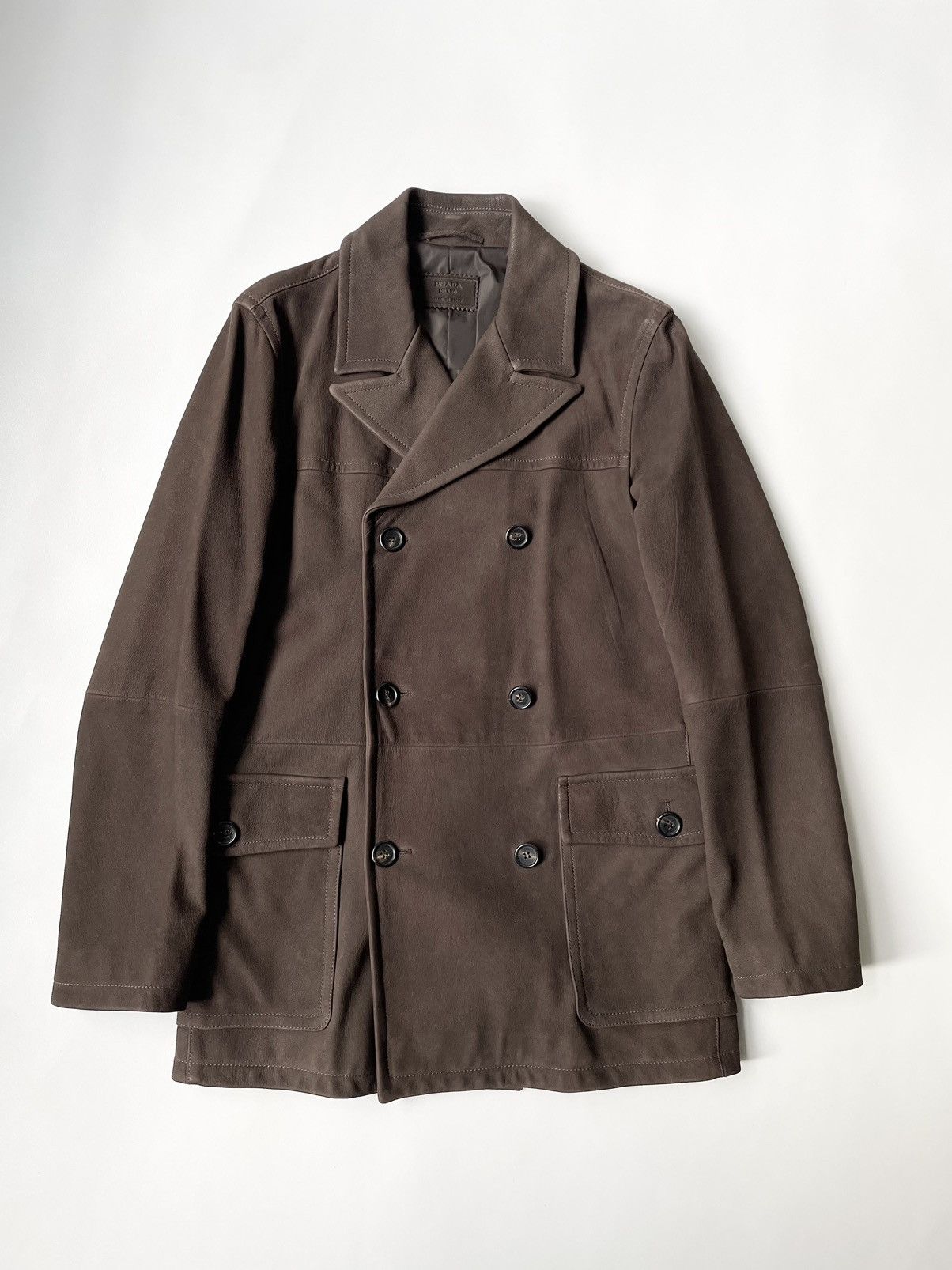 Prada Early 2000s Leather Mac / Pea Coat Size US M / EU 48-50 / 2 - 17 Thumbnail