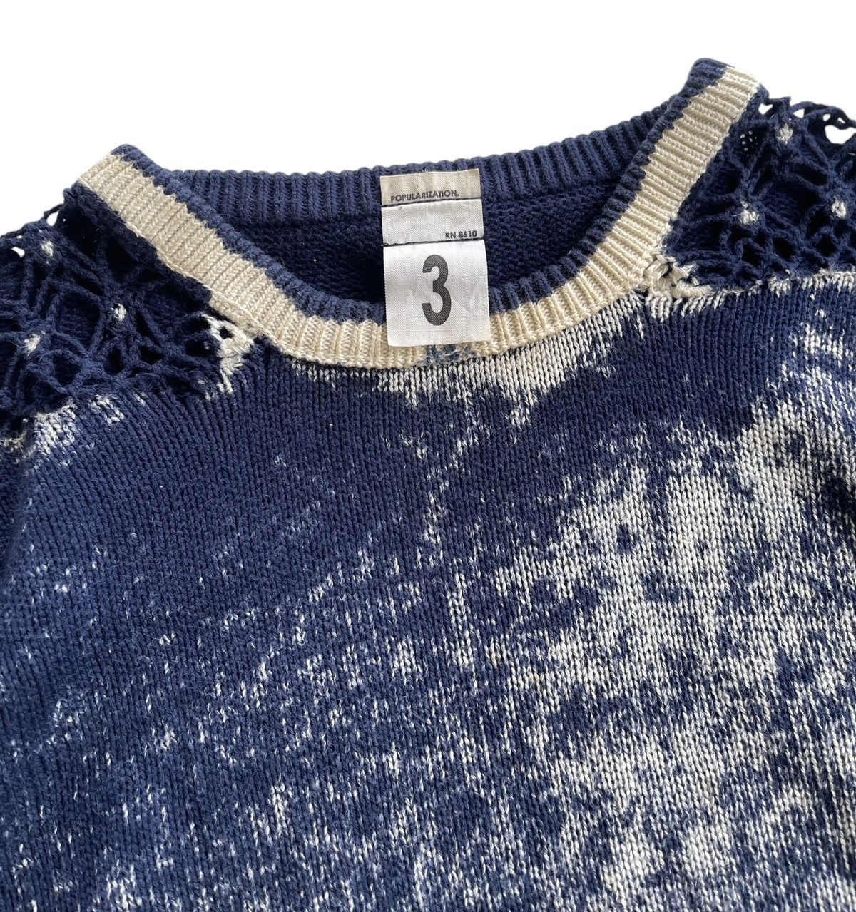 Japanese Brand POPULARIZATION Printed Indigo Knitted Pullover Sweater Size US M / EU 48-50 / 2 - 10 Thumbnail
