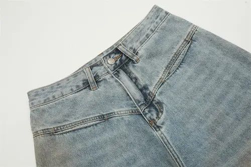 Japanese Brand Men's street punk wide leg straight distressed dirty jeans Size US 32 / EU 48 - 4 Thumbnail