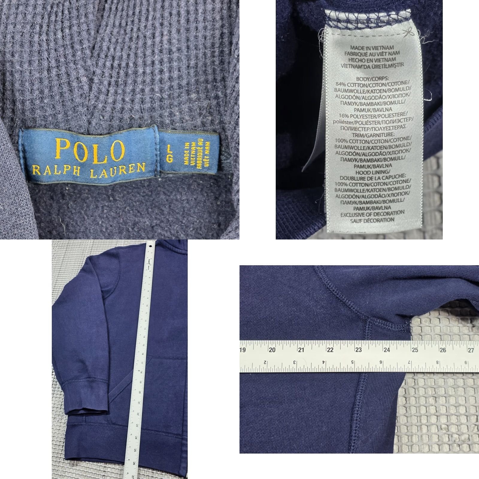 Polo Ralph Lauren VINTAGE Polo Ralph Lauren Men's Blue Full Zip Hoodie Jacket L Heavyweight Yellow Pony Hoodie Full Zip Zipper Pockets 90s Classic Designer Mens Size US L / EU 52-54 / 3 - 8 Thumbnail