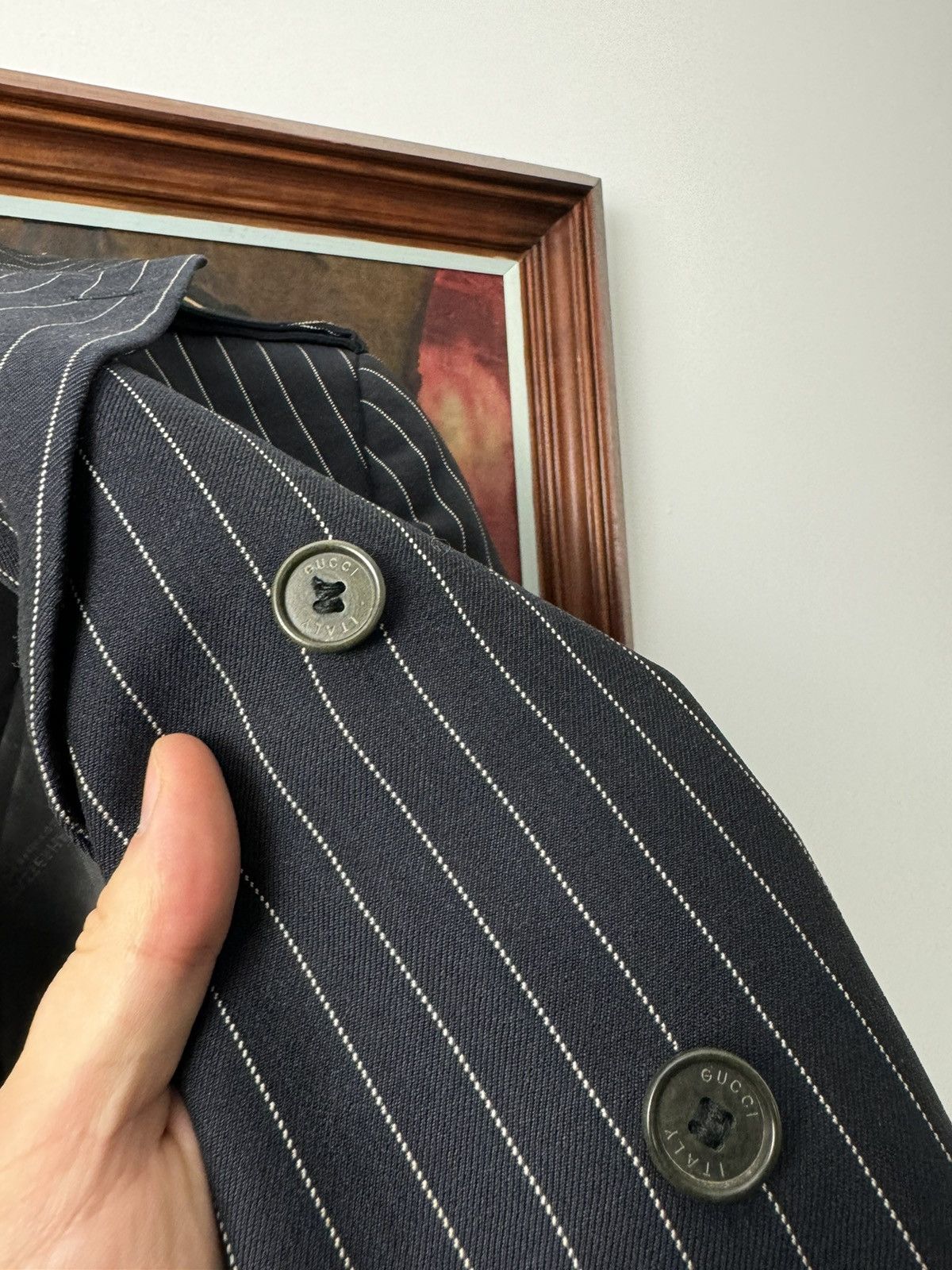 Gucci Gucci Navy Pin-stripe Blazer Vintage Casual Designer Rare Size 50R - 9 Thumbnail