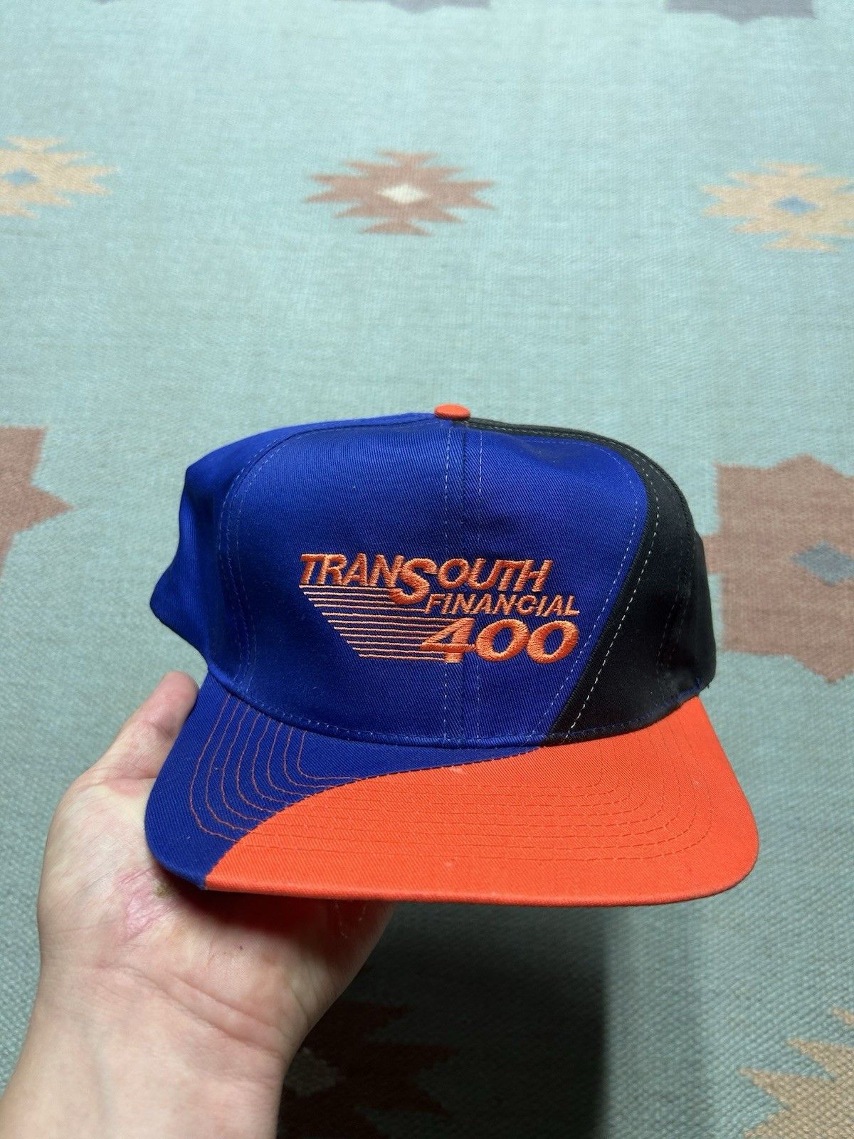 Vintage Vtg hat Transouth Financial 400 nascar wave swirl tri tone Size ONE SIZE - 2 Thumbnail