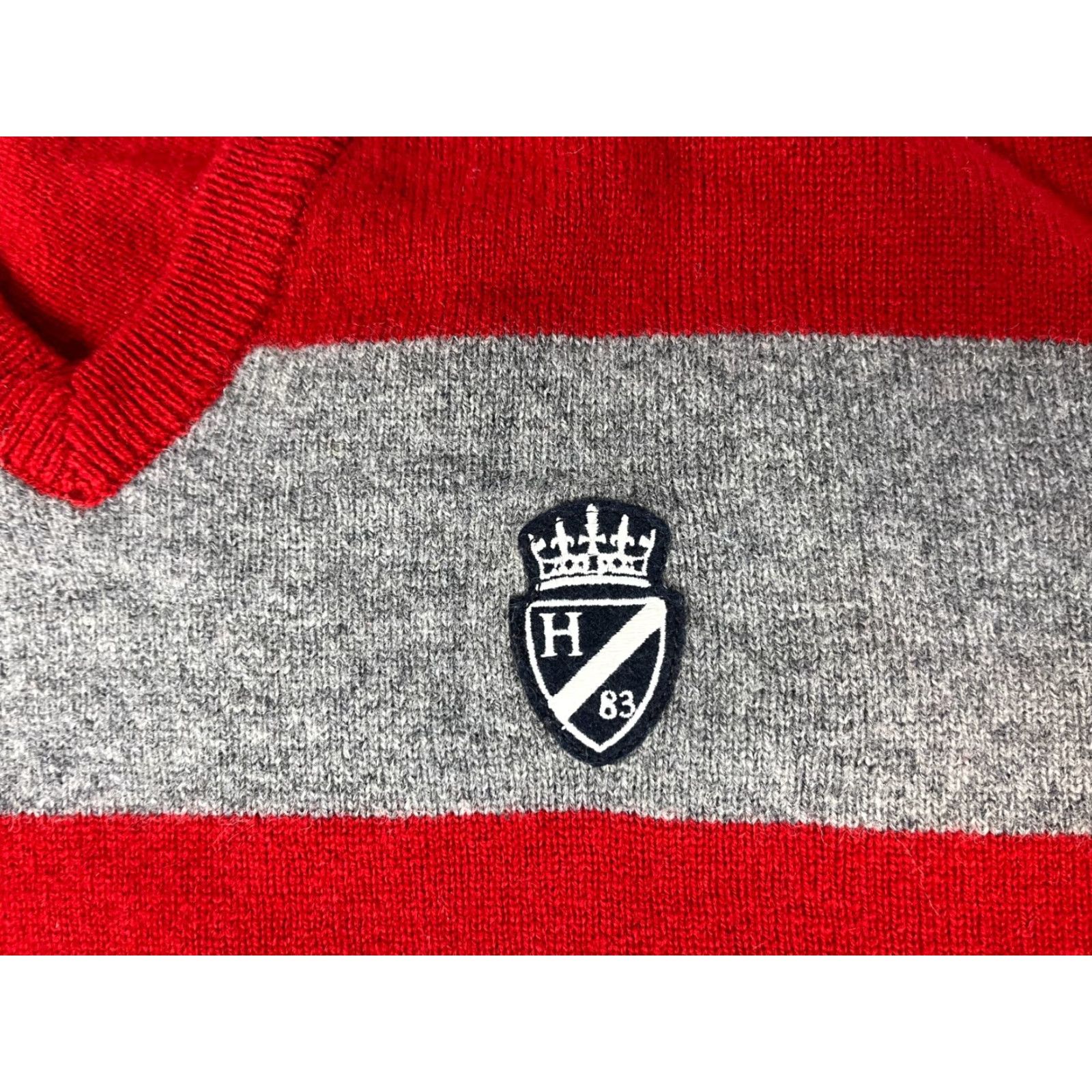 Hackett Hackett London Men's Pullover V-Neck Sweater Sz S Striped 100% Lambswool Gray Red Knit Wool Shirt Sweater Mens Size US S / EU 44-46 / 1 - 4 Thumbnail