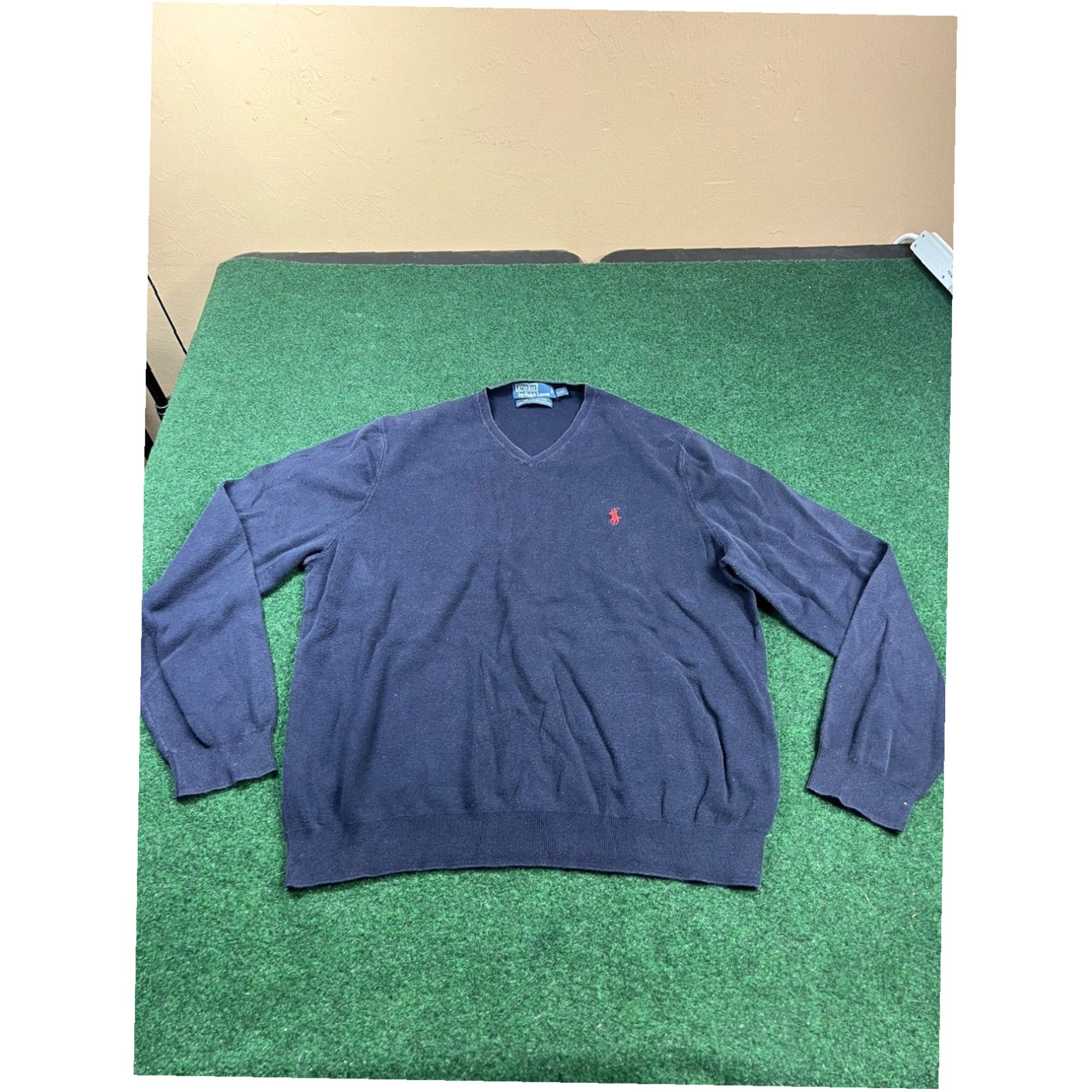 Polo Ralph Lauren Polo Ralph Lauren Sweater Fits Larg V-Neck Pima Cotton Navy Pullover Lightweight Size US L / EU 52-54 / 3 - 1 Thumbnail
