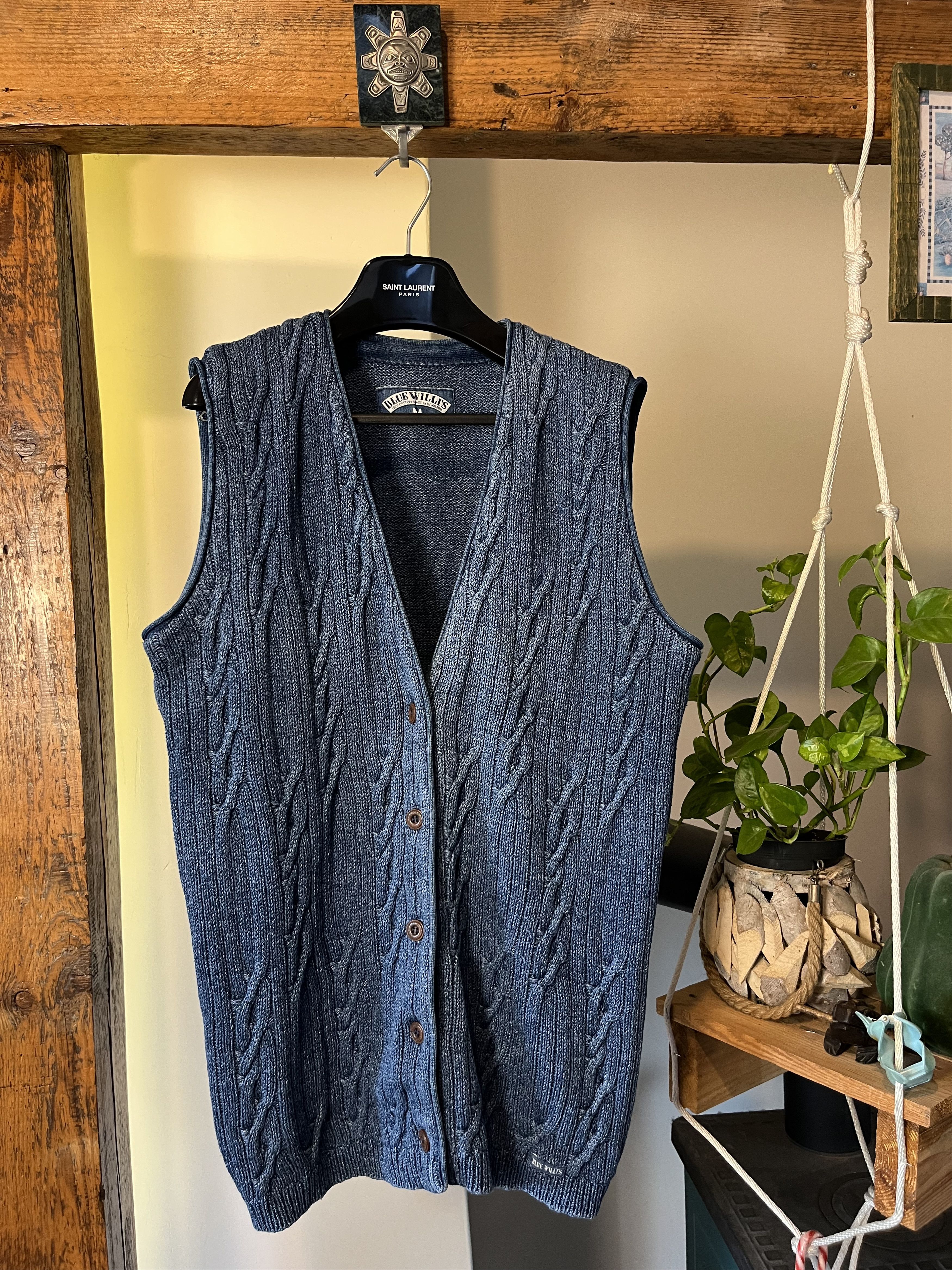 Aran Isles Knitwear × Vintage 90s Blue Willis Fisherman Chunky Knit Cardigan Size US M / EU 48-50 / 2 - 1 Thumbnail