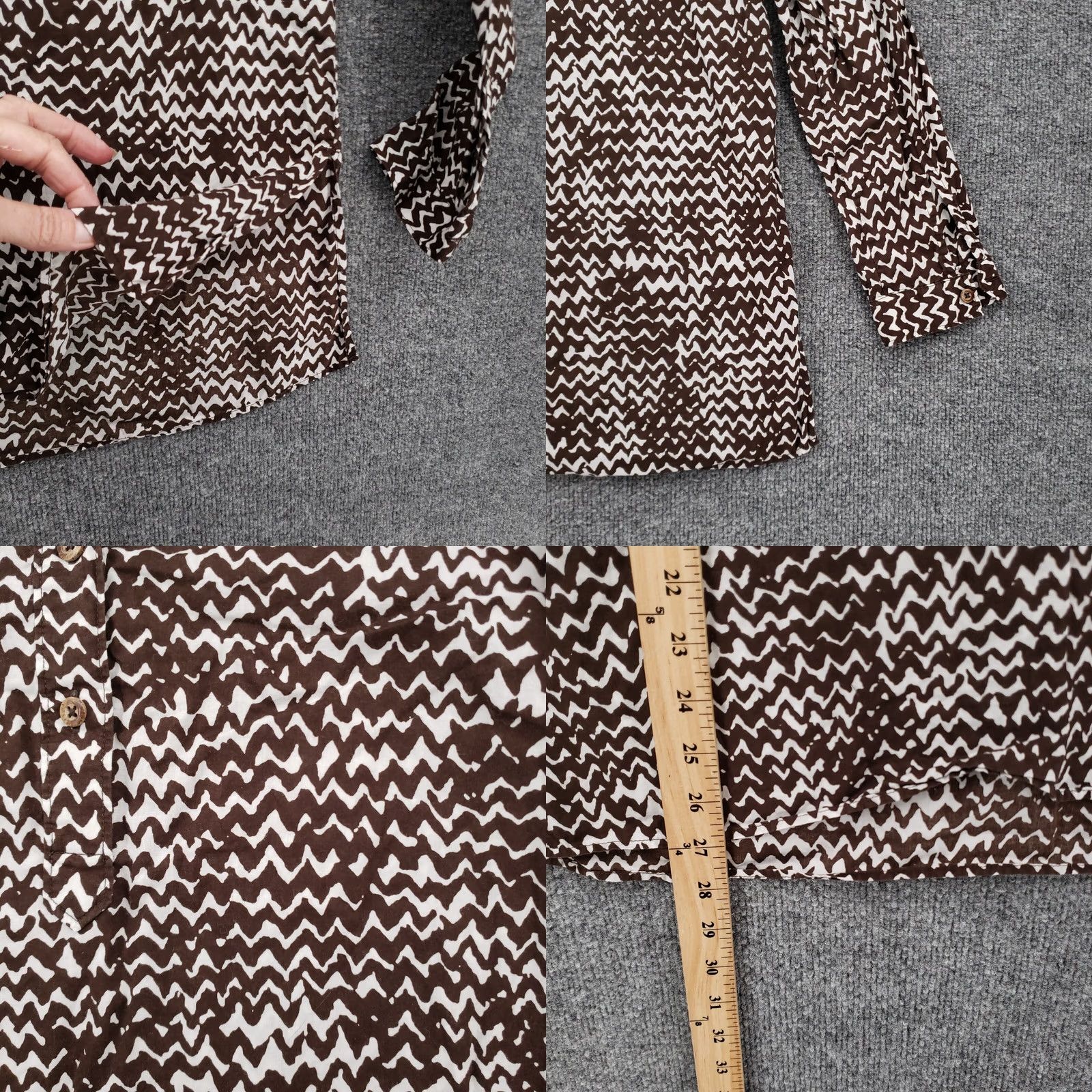 Gap Gap Brown Chevron Henley Long Sleeve Tunic Blouse Womens S Small Top Casual Size S / US 4 / IT 40 - 8 Thumbnail