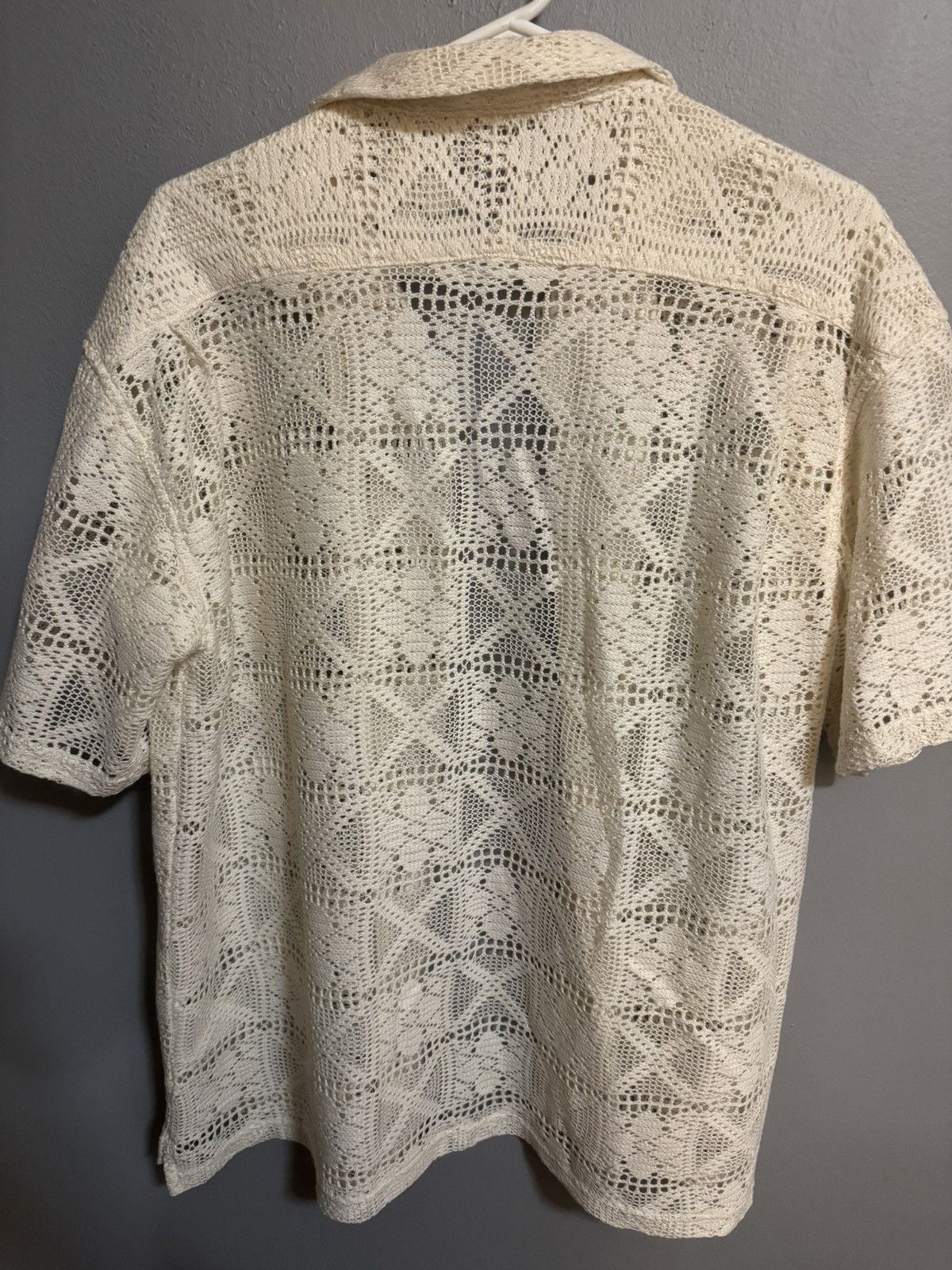 Japanese Brand Sense of Place Cream Woven Lace Shirt Size US M / EU 48-50 / 2 - 2 Thumbnail