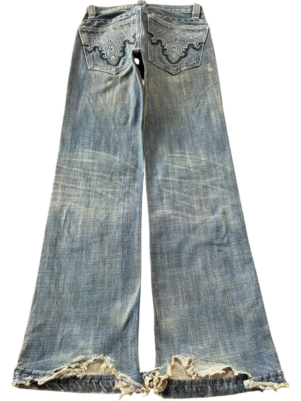 Antik Denim Vintage Japanese Brand Mud Wash Distress Flare Jeans Size 29" - 2 Thumbnail