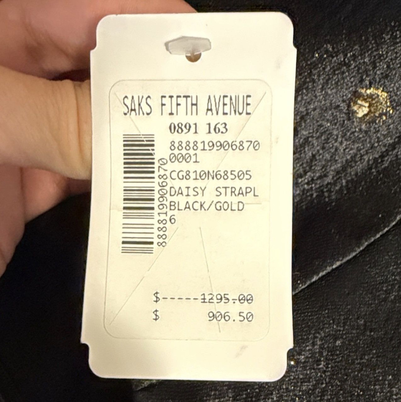 Alice + Olivia Alice + Olivia Black and Gold Daisy Strapless dress Size M / US 6-8 / IT 42-44 - 3 Thumbnail